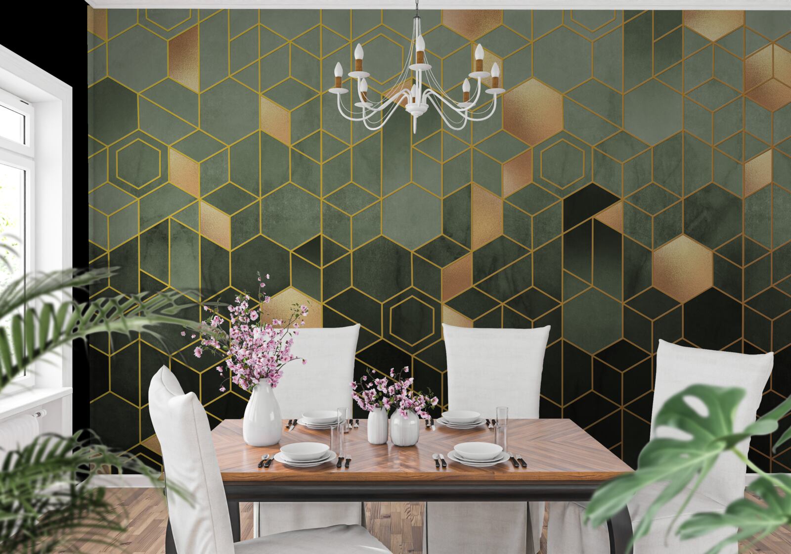 Fototapeta las spowity jest nocną mgłą, tworząc abstrakcyjne obrazy