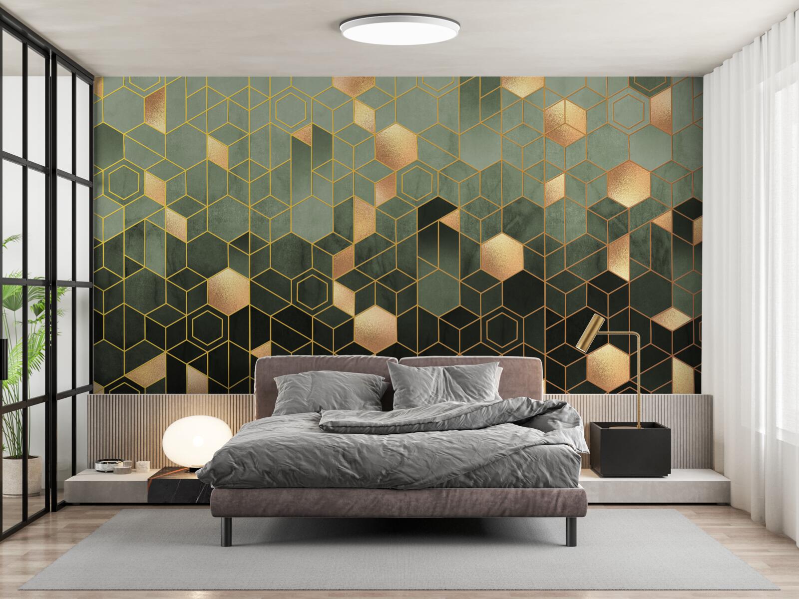 Fototapeta las spowity jest nocną mgłą, tworząc abstrakcyjne obrazy