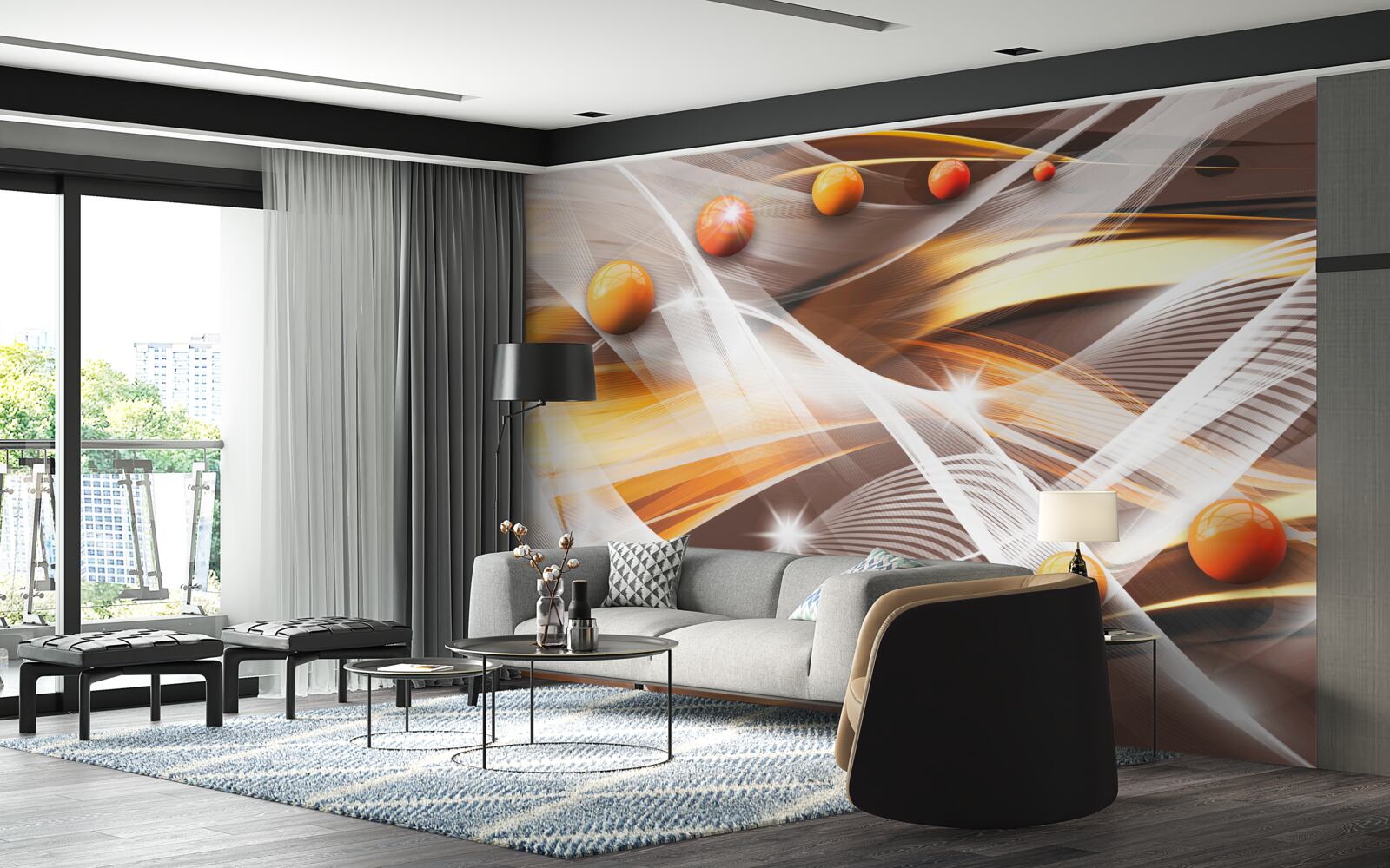 Fototapeta lewitujące kule w sztuce abstrakcyjnej