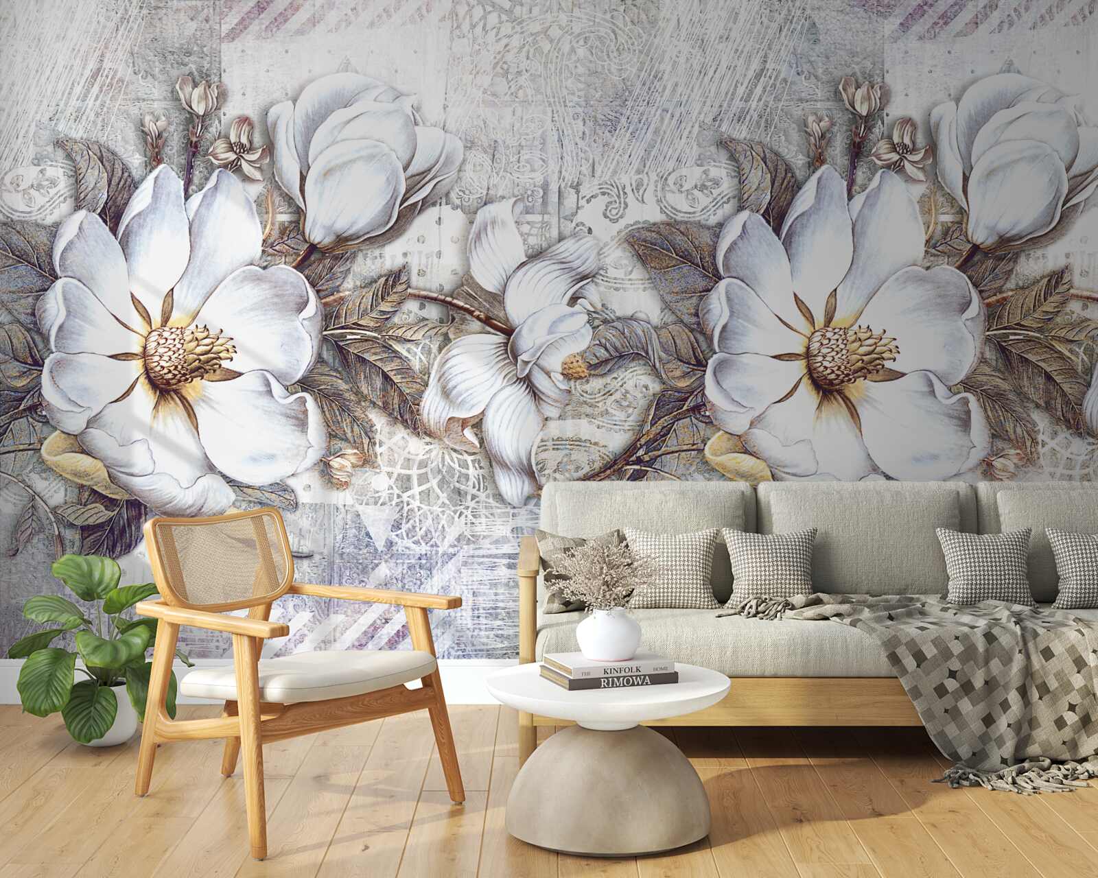 Fototapeta skład kwitnących śnieżnobiałych pąków