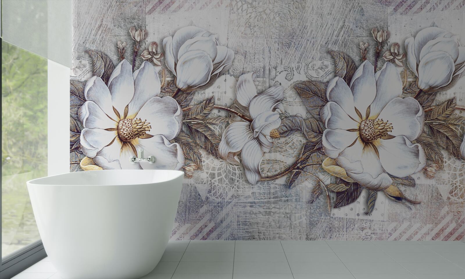 Fototapeta skład kwitnących śnieżnobiałych pąków