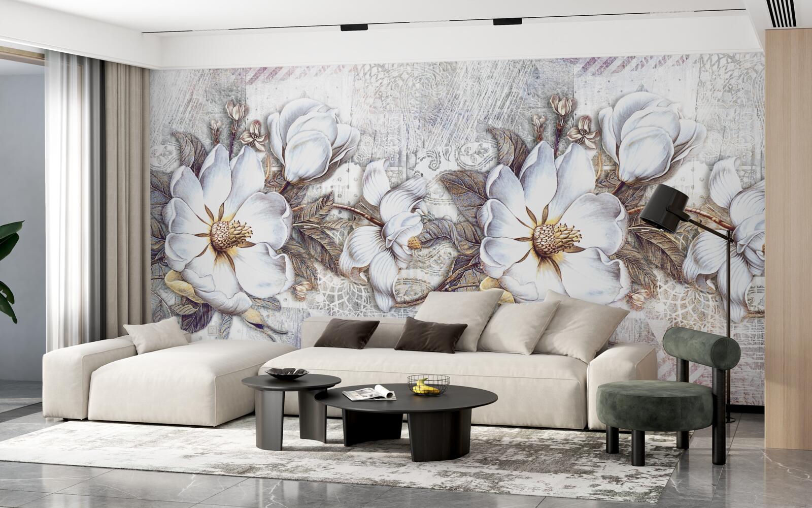 Fototapeta skład kwitnących śnieżnobiałych pąków