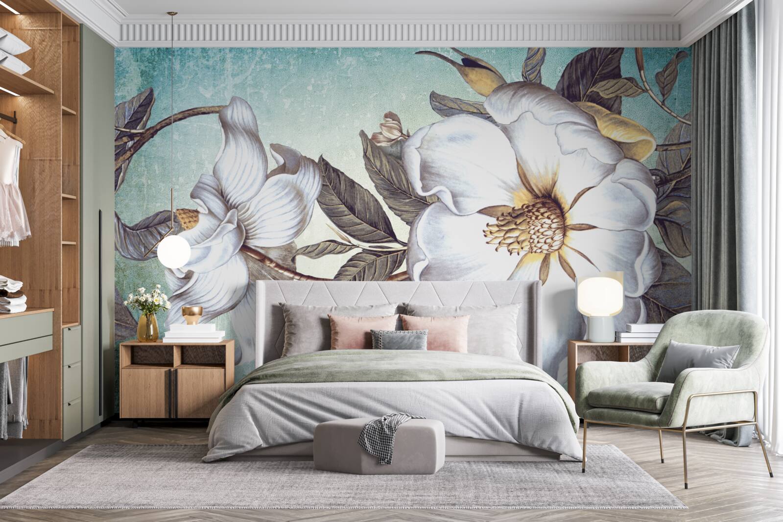 Fototapeta kwitną śnieżnobiałe kwiaty