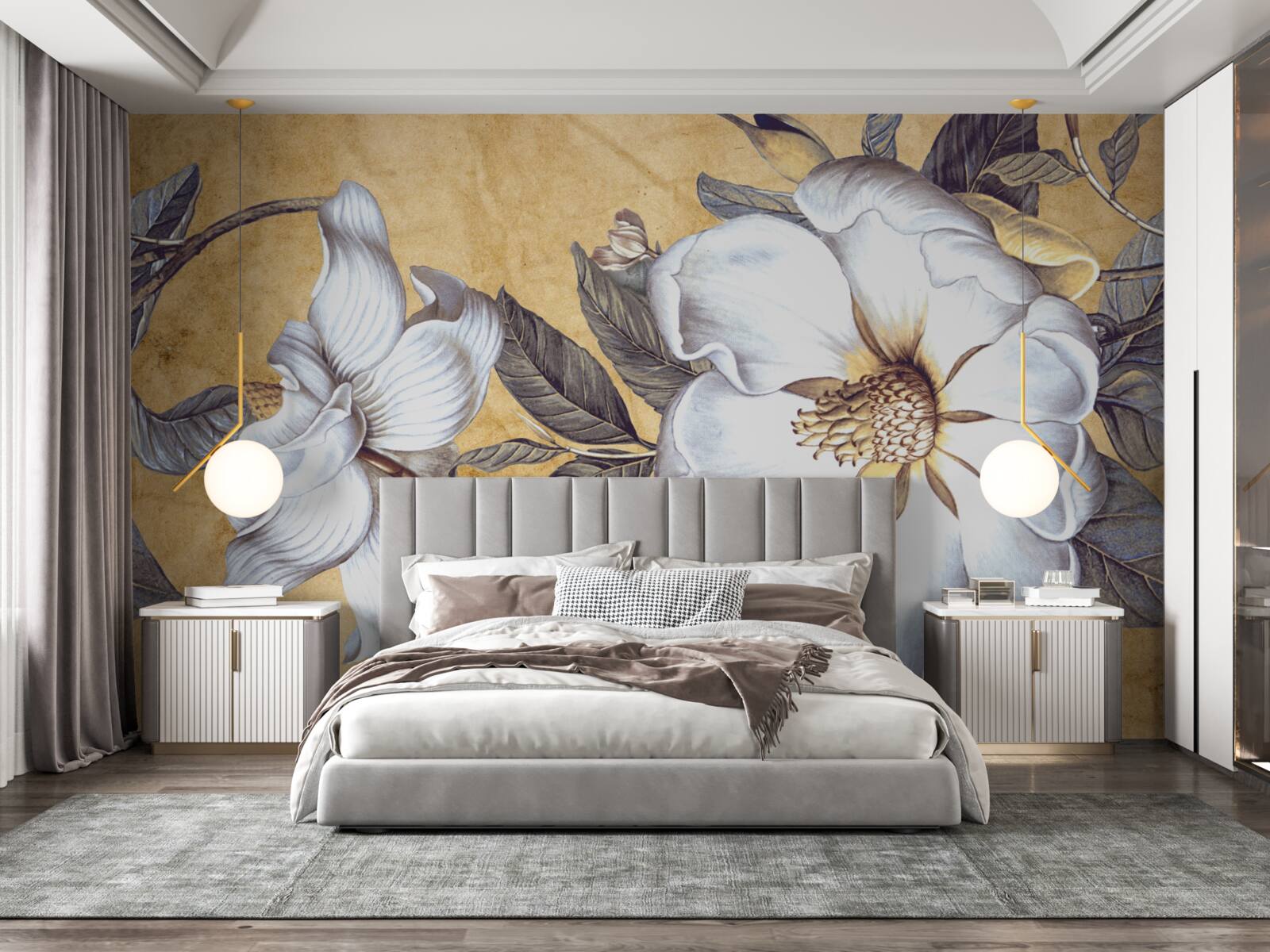 Fototapeta kwitnące białe pąki na gałęziach