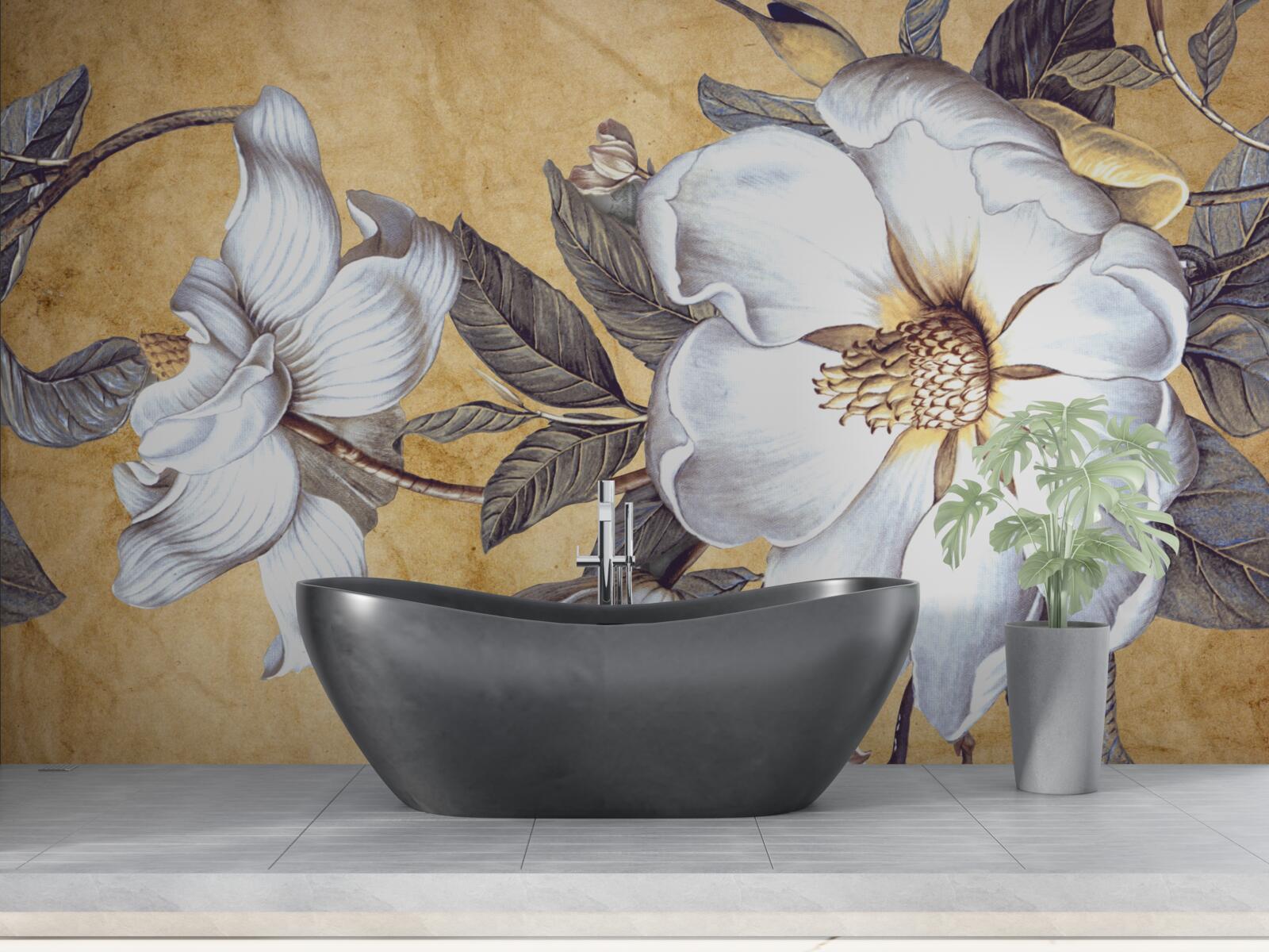 Fototapeta kwitnące białe pąki na gałęziach