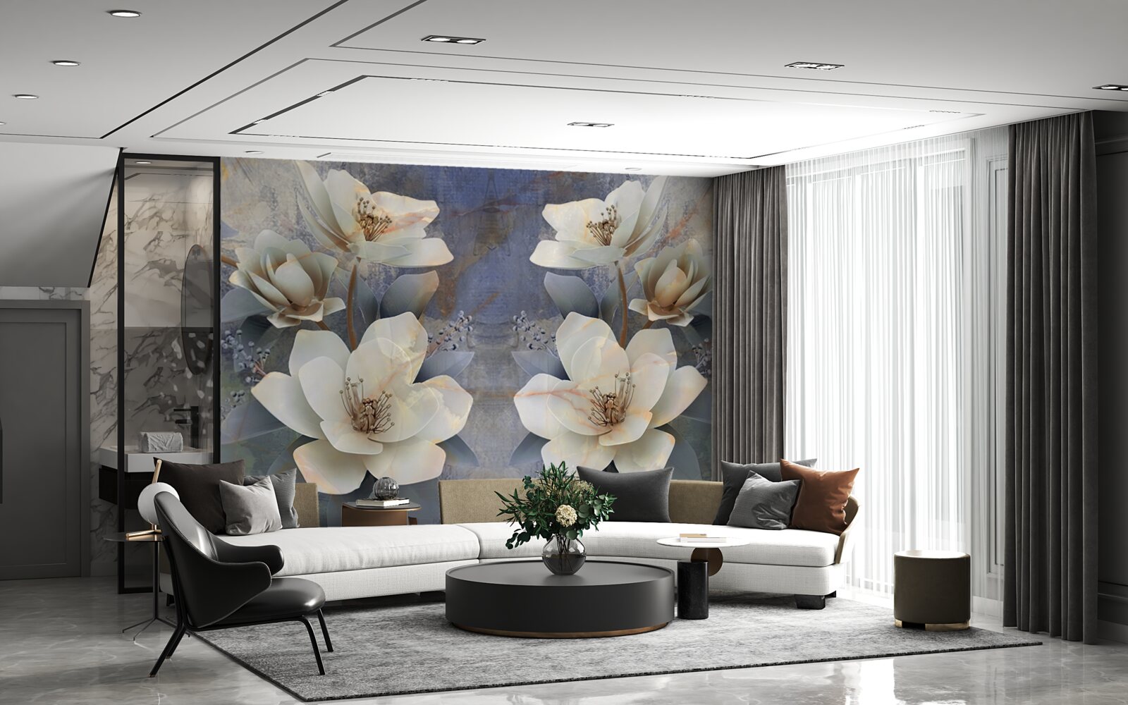 Fototapeta wolumetryczne kwitnące kwiaty