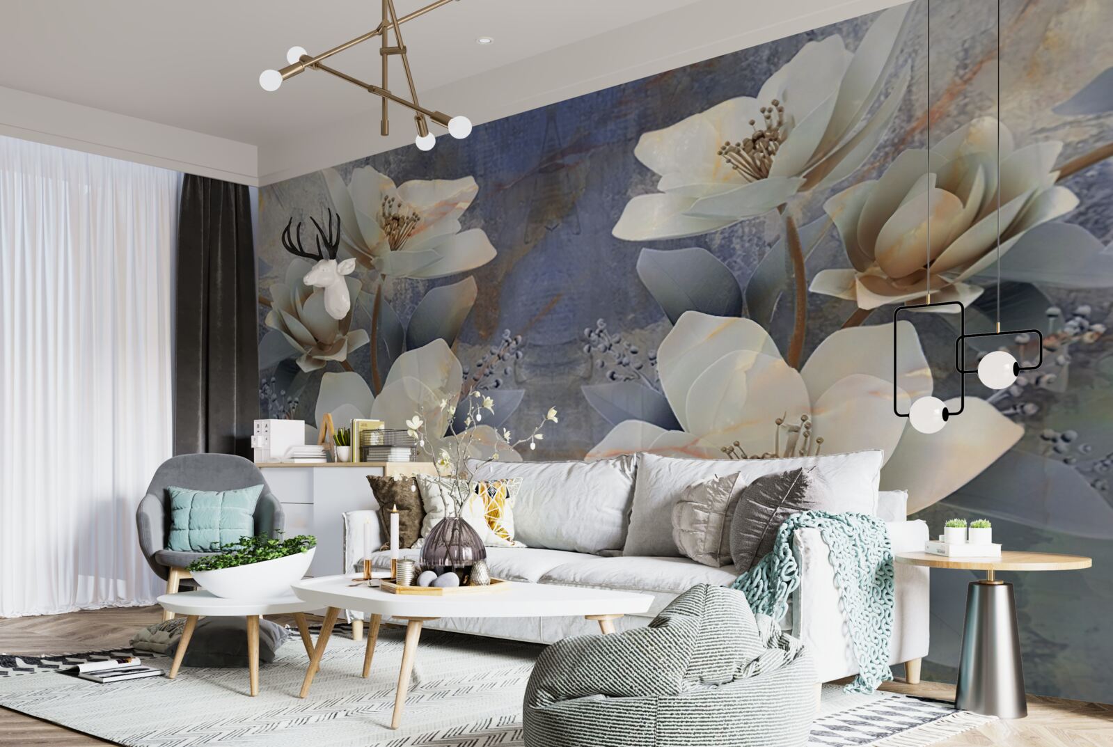 Fototapeta wolumetryczne kwitnące kwiaty