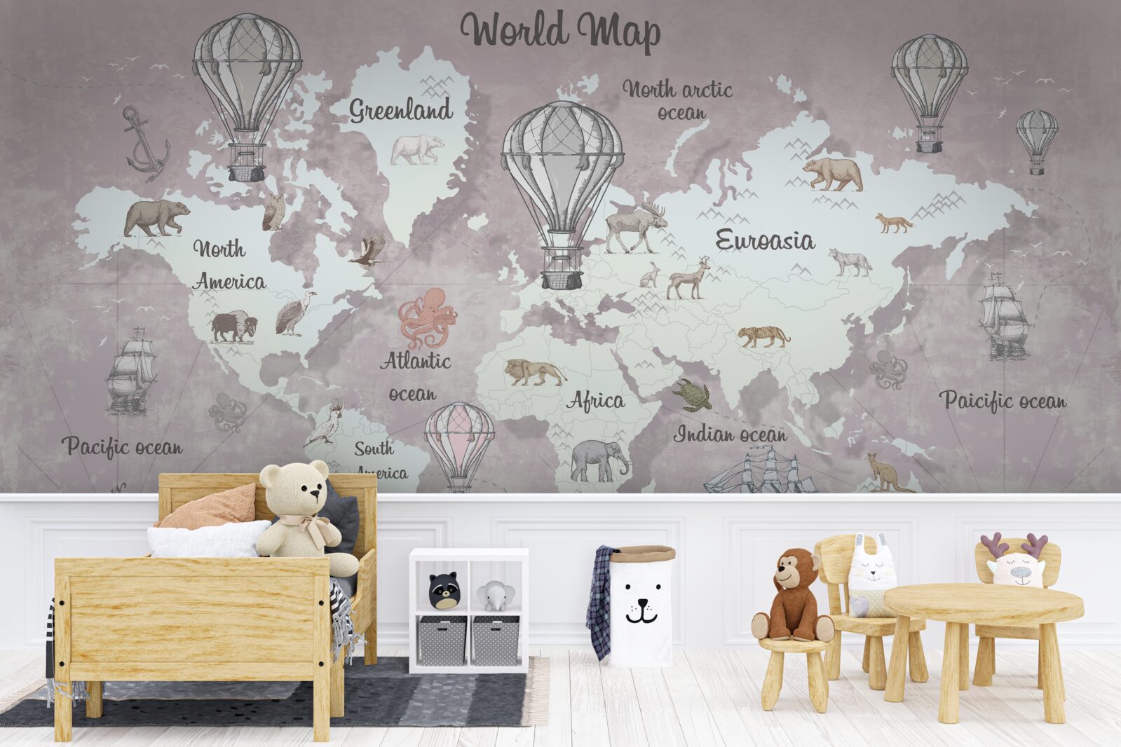 Fototapeta mapa świata z symbolami