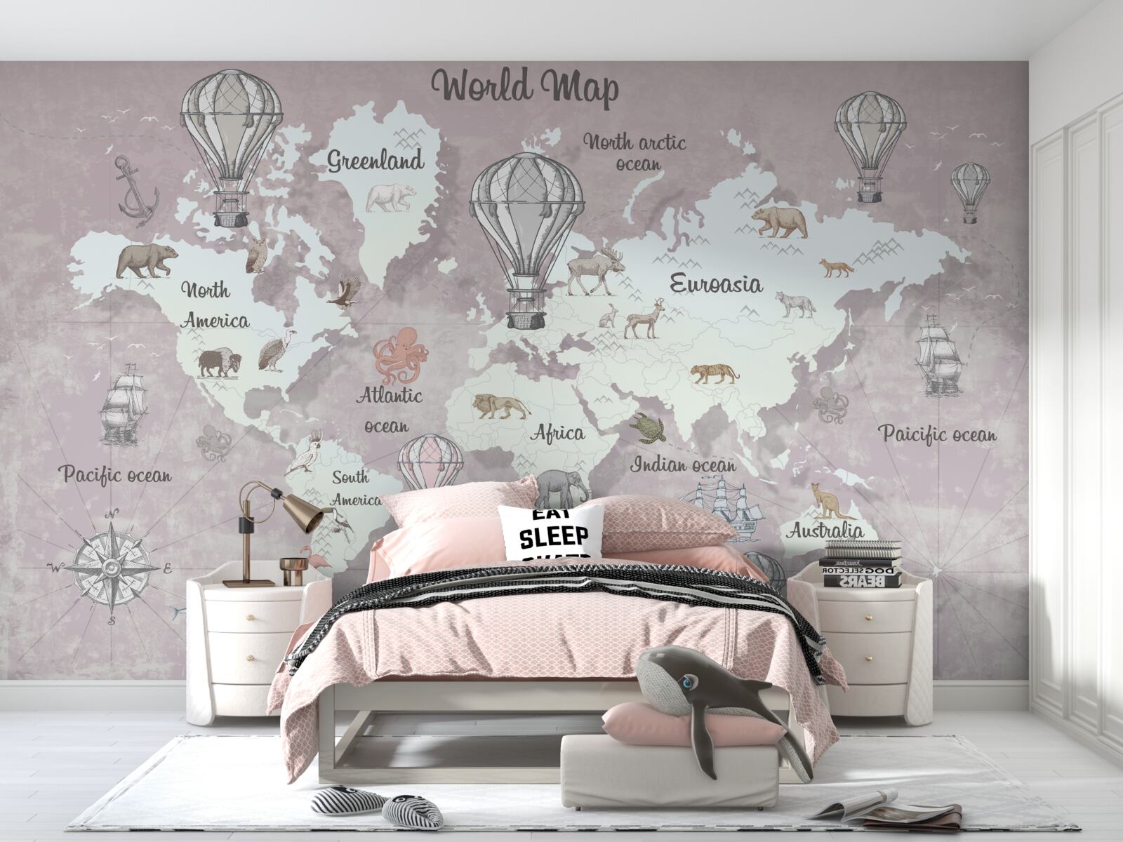 Fototapeta mapa świata z symbolami