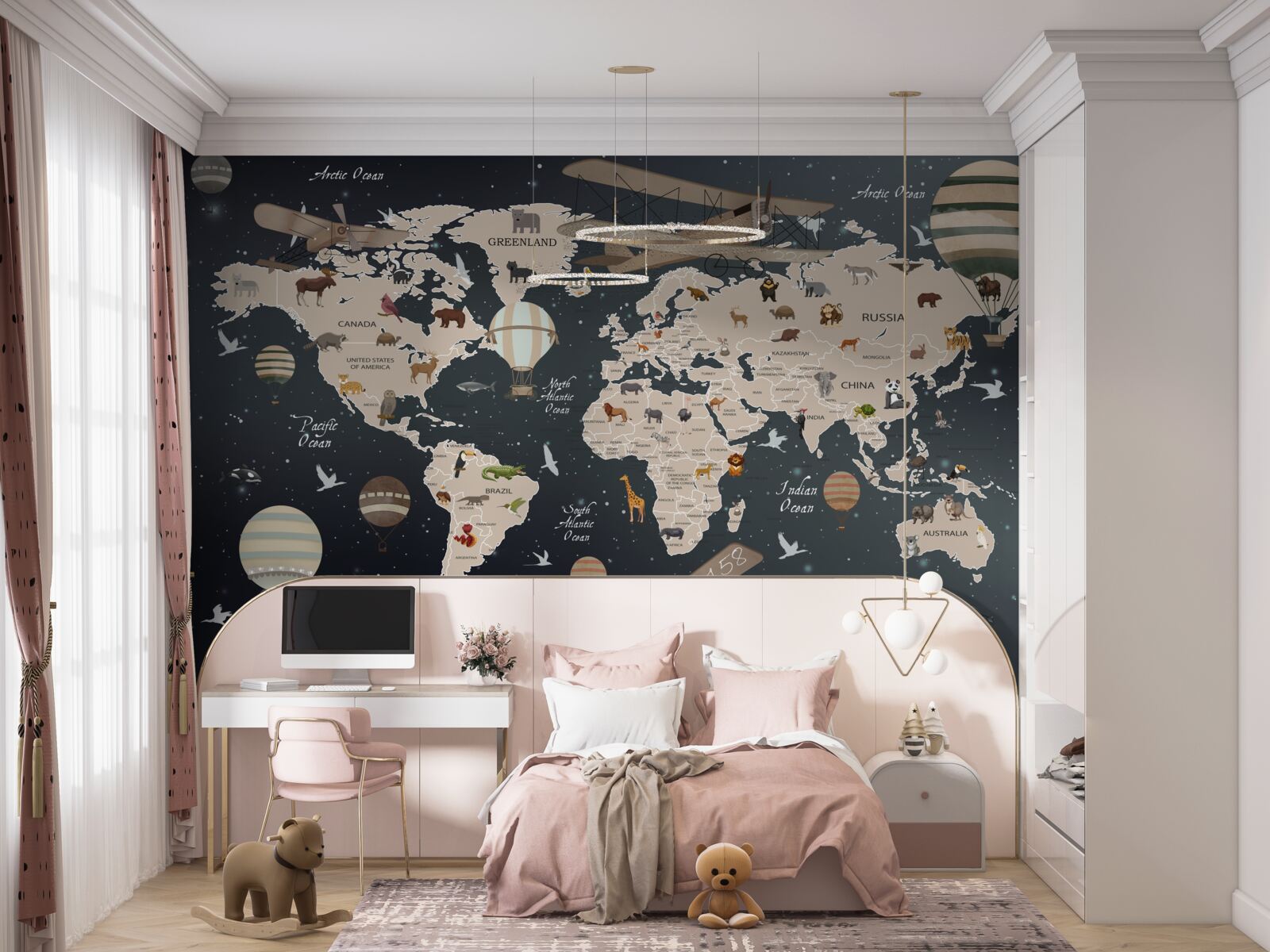 Fototapeta mapa świata na ciemnym tle