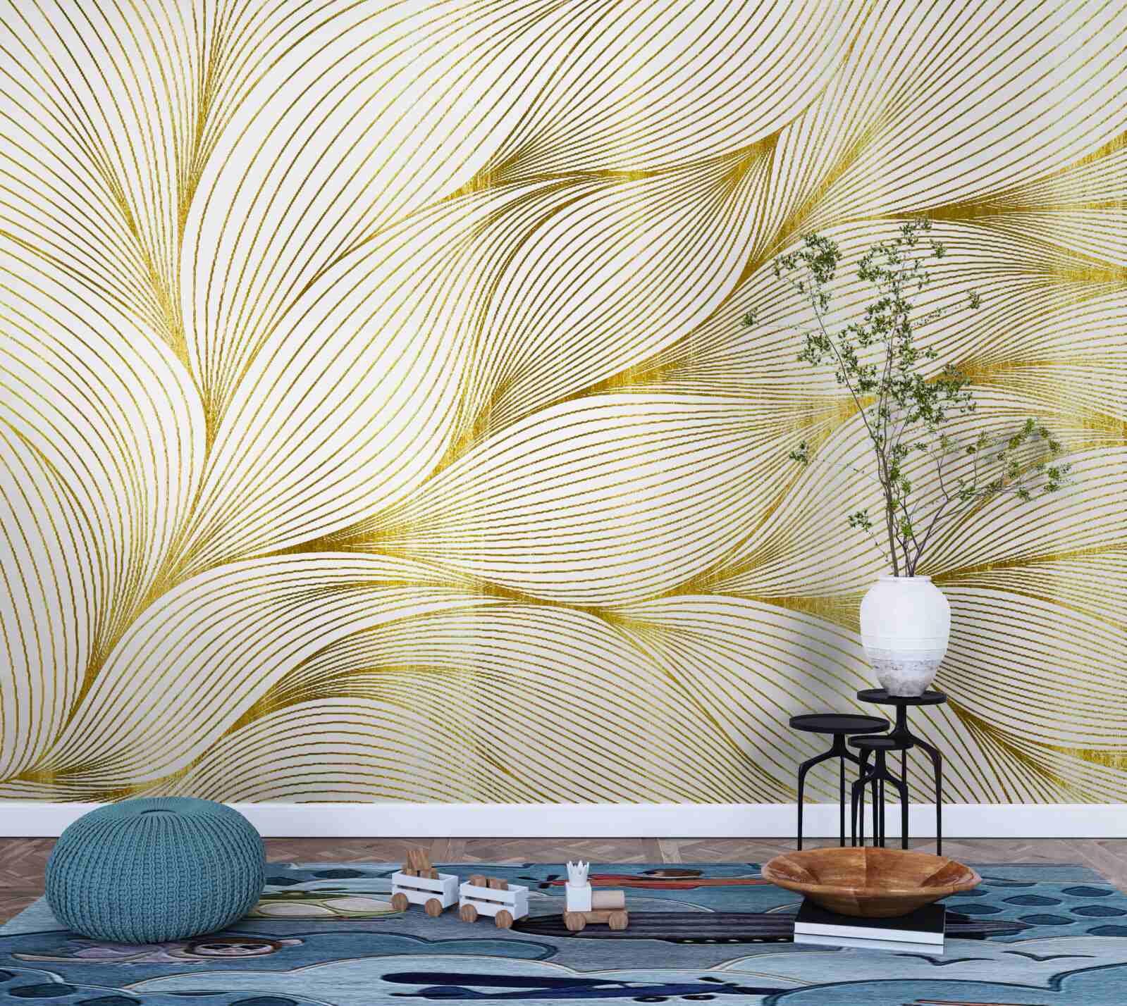 Fototapeta liście mają ciepły złoty odcień