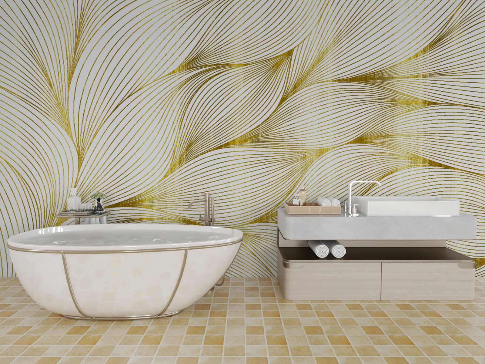 Fototapeta liście mają ciepły złoty odcień