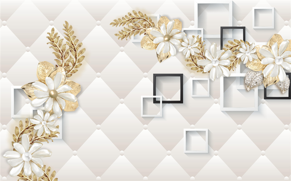 Fototapeta kompozycje kwiatowe w kwadratowych kształtach