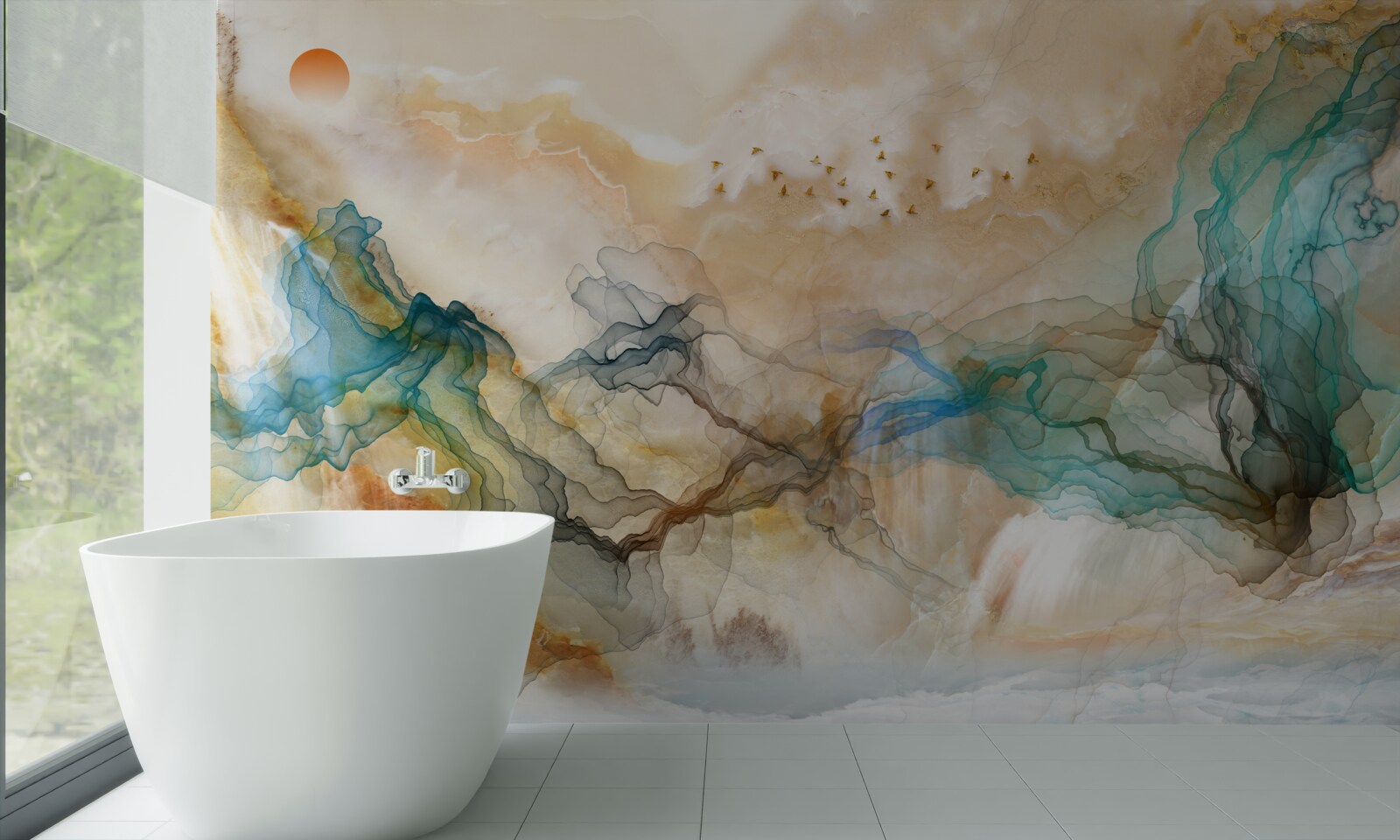 Fototapeta japoński krajobraz w abstrakcyjnym stylu