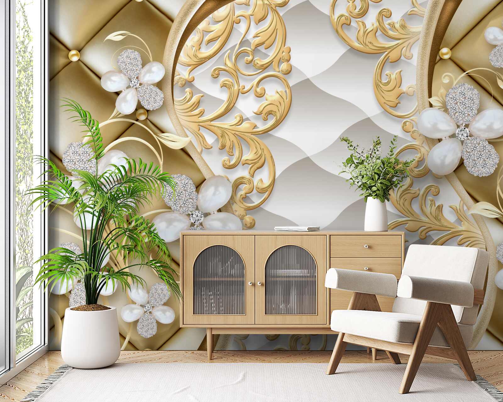 Fototapeta biżuteria i metal w motywy kwiatowe