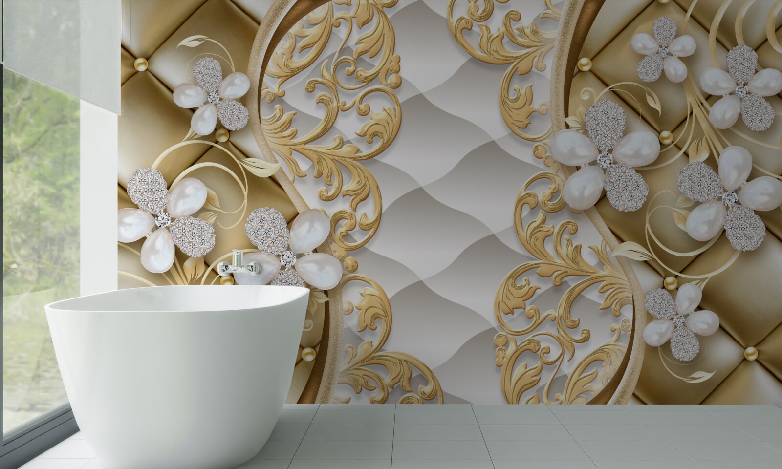 Fototapeta biżuteria i metal w motywy kwiatowe