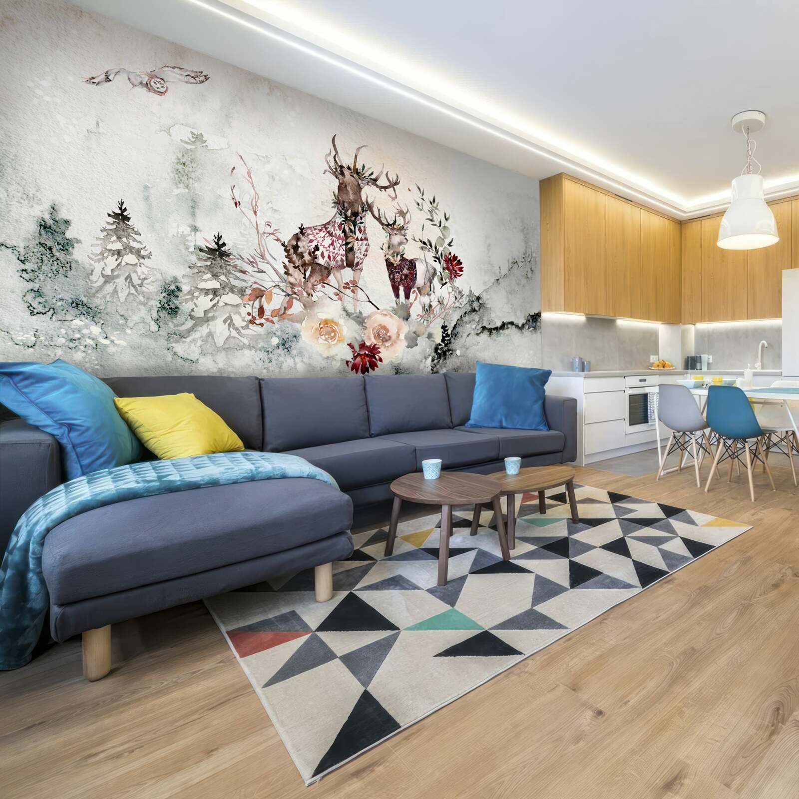 Fototapeta w mglistym lesie są piękne jelenie