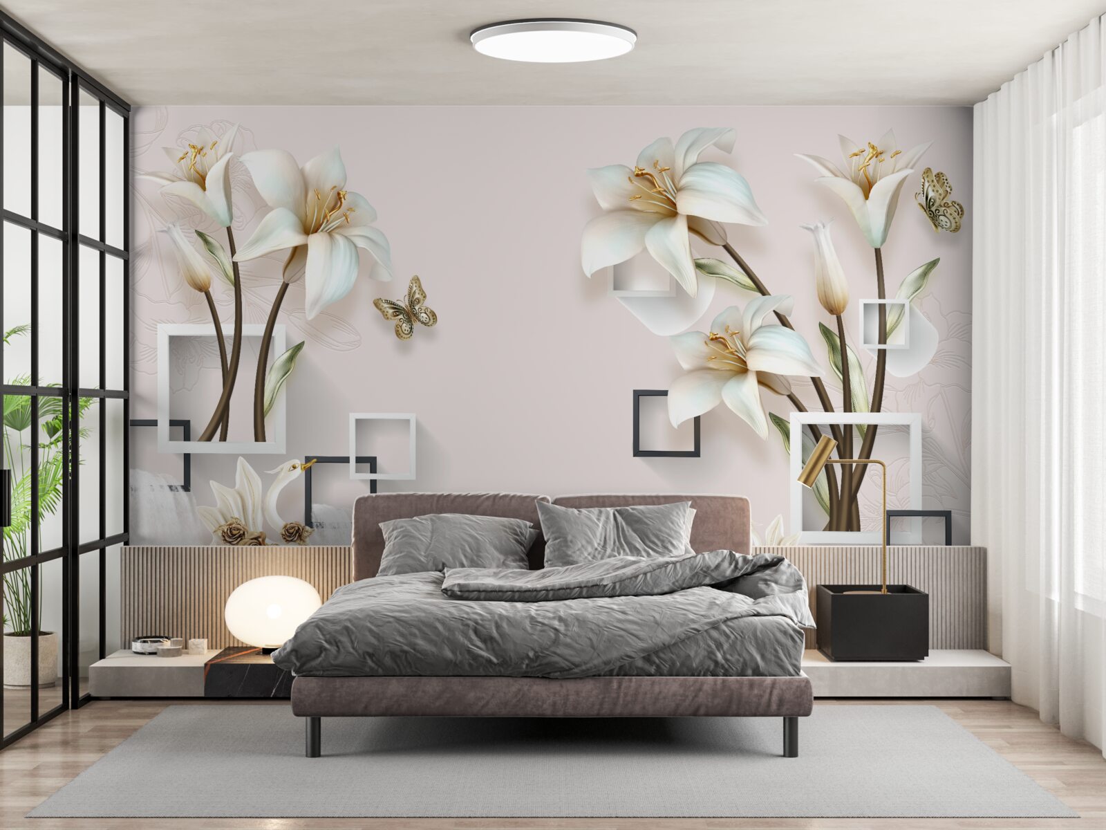 Fototapeta kwadratowe ramki z kwiatami