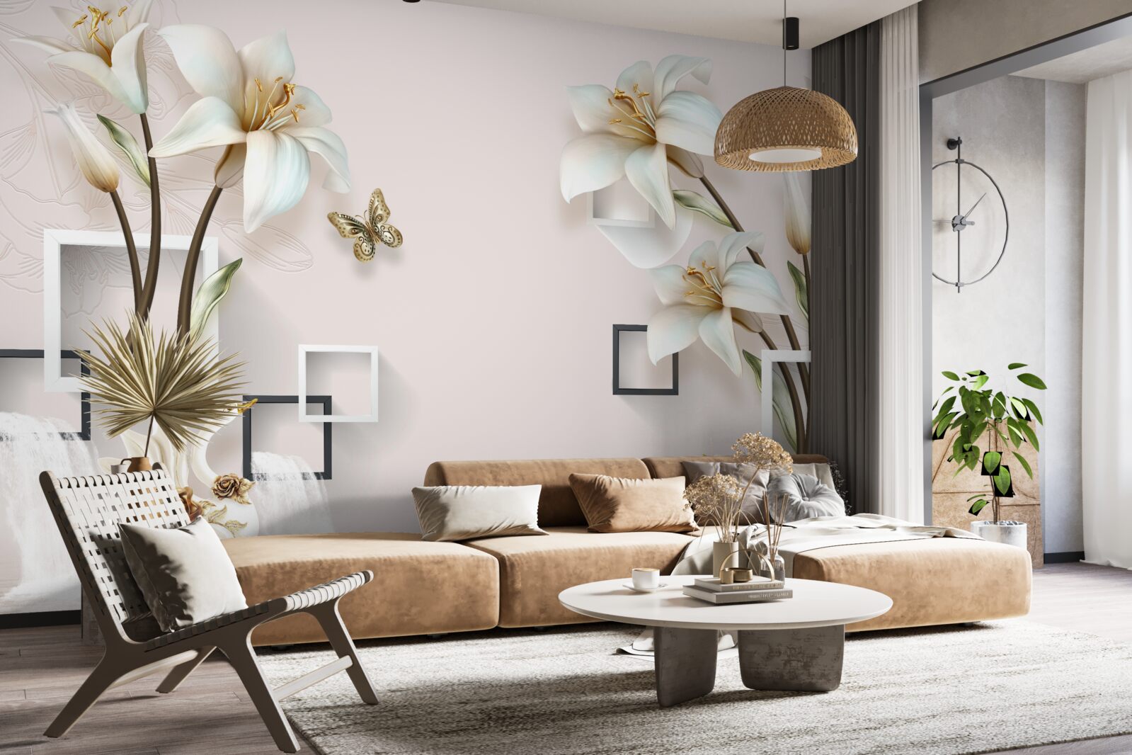 Fototapeta kwadratowe ramki z kwiatami