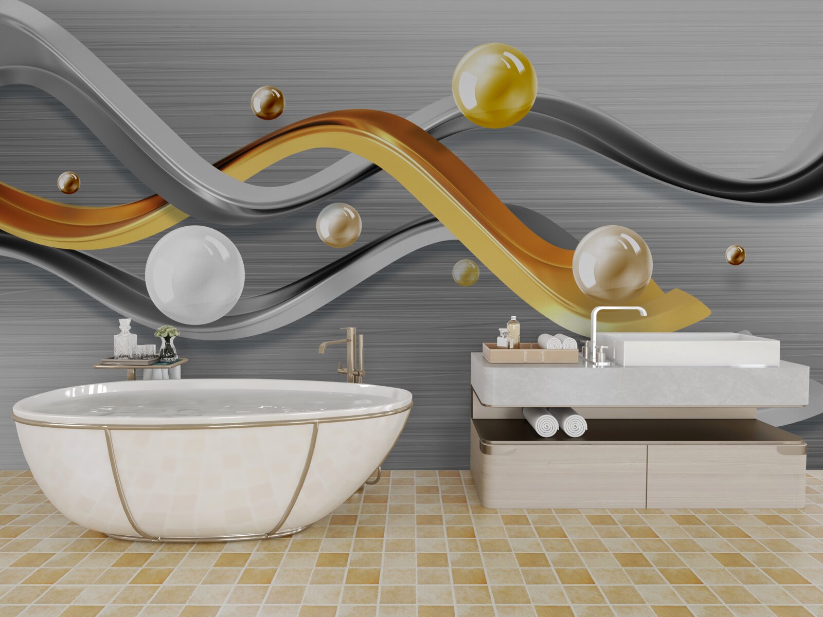 Fototapeta linie i kule w abstrakcji