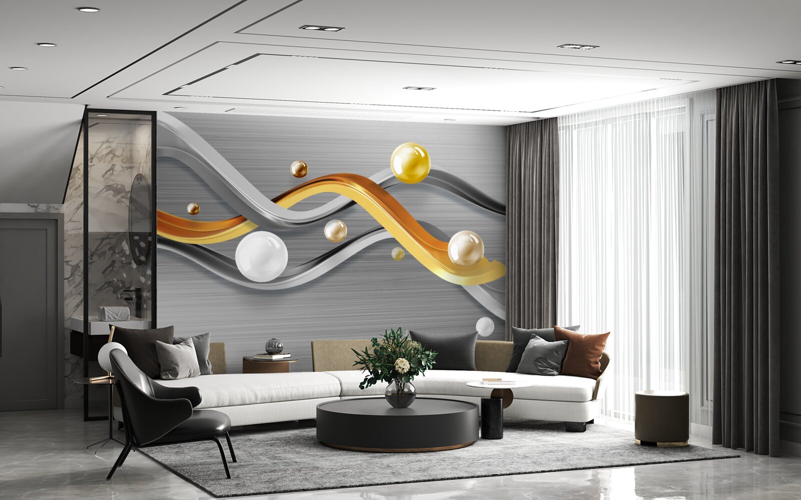 Fototapeta linie i kule w abstrakcji