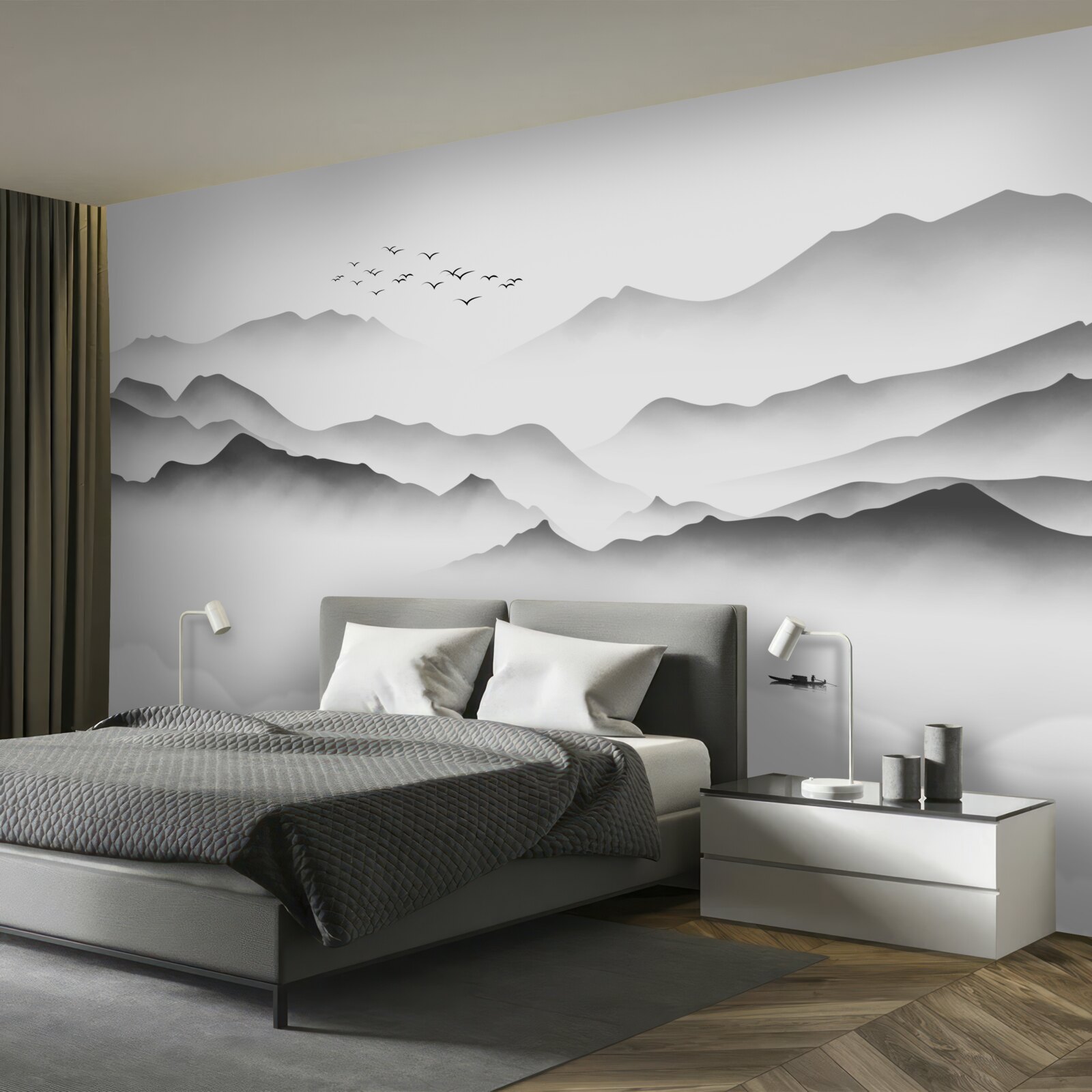 Fototapeta poranek nad rzeką, spowity mgłą