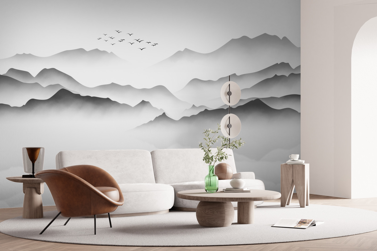 Fototapeta poranek nad rzeką, spowity mgłą