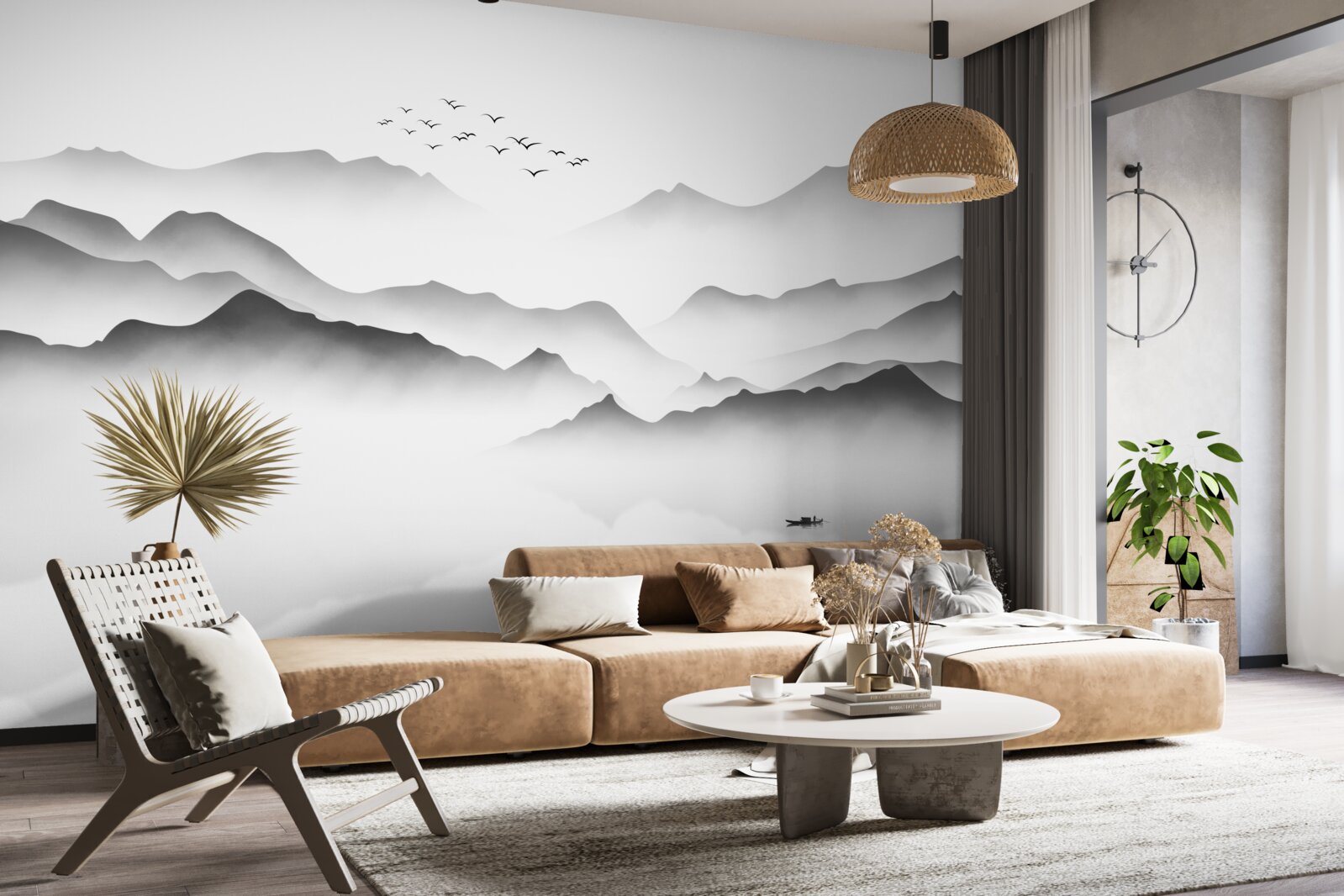 Fototapeta poranek nad rzeką, spowity mgłą