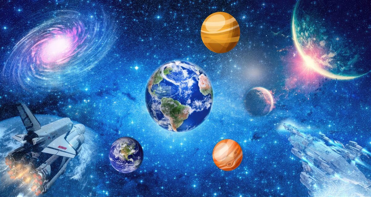 Fototapeta planety i ich przestrzeń kosmiczna