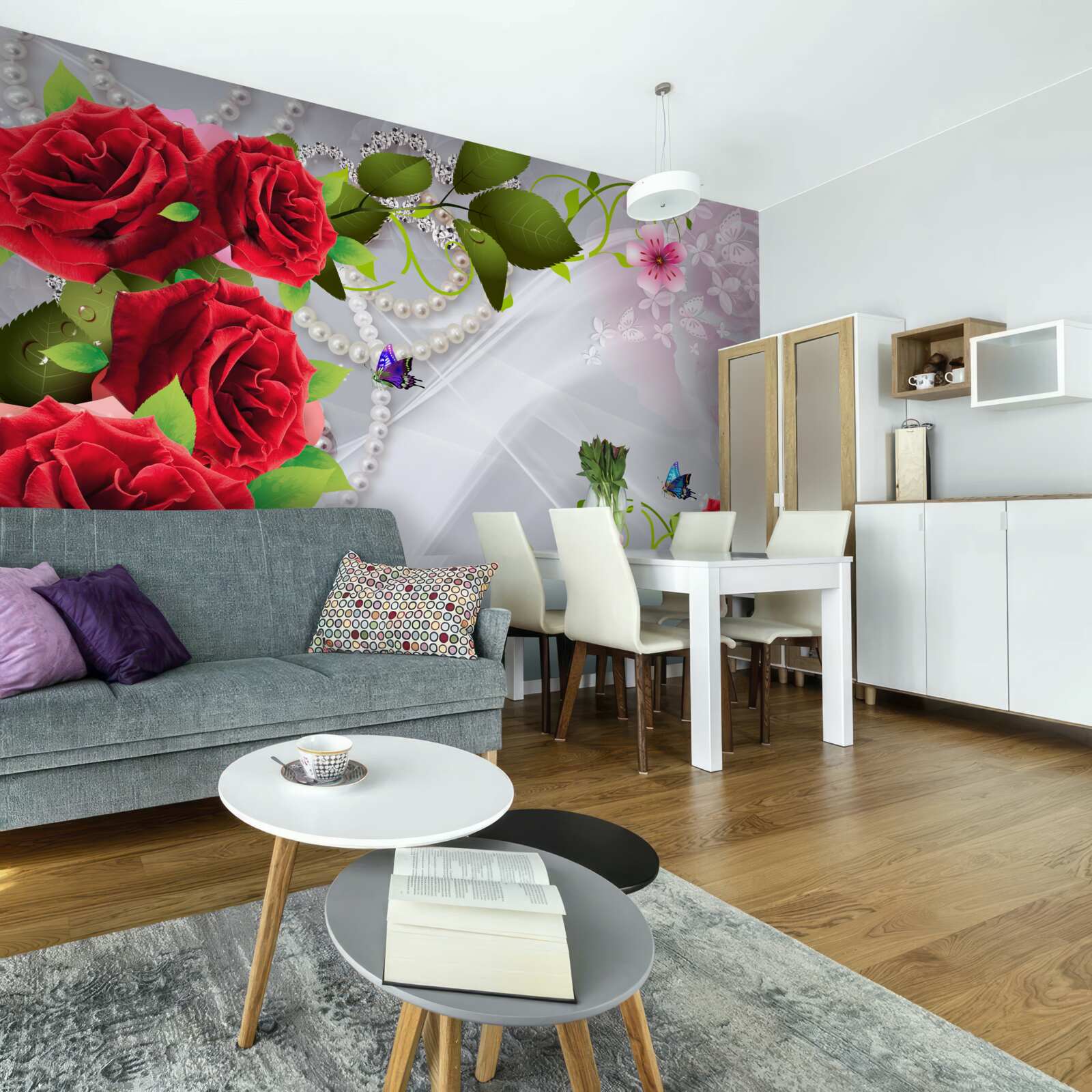 Fototapeta perłowe czerwone róże