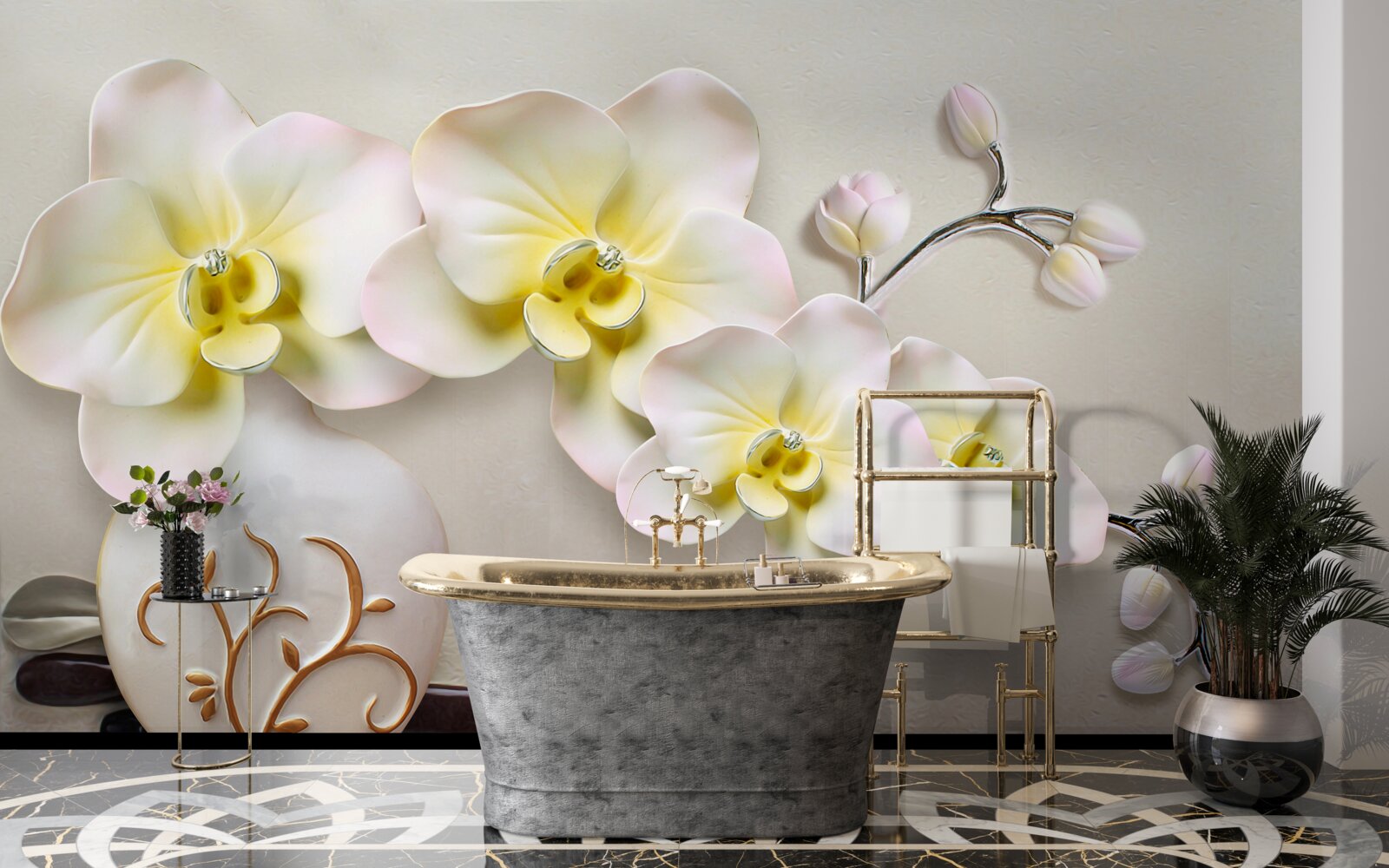 Fototapeta zdobione kwiaty orchidei