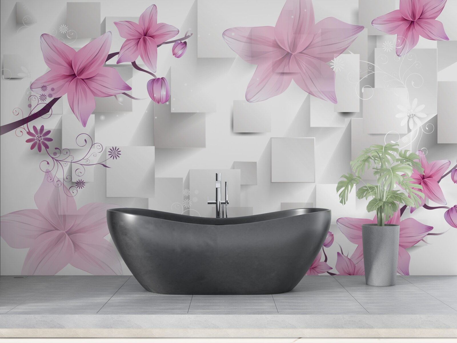 Fototapeta abstrakcja z fioletowymi pąkami