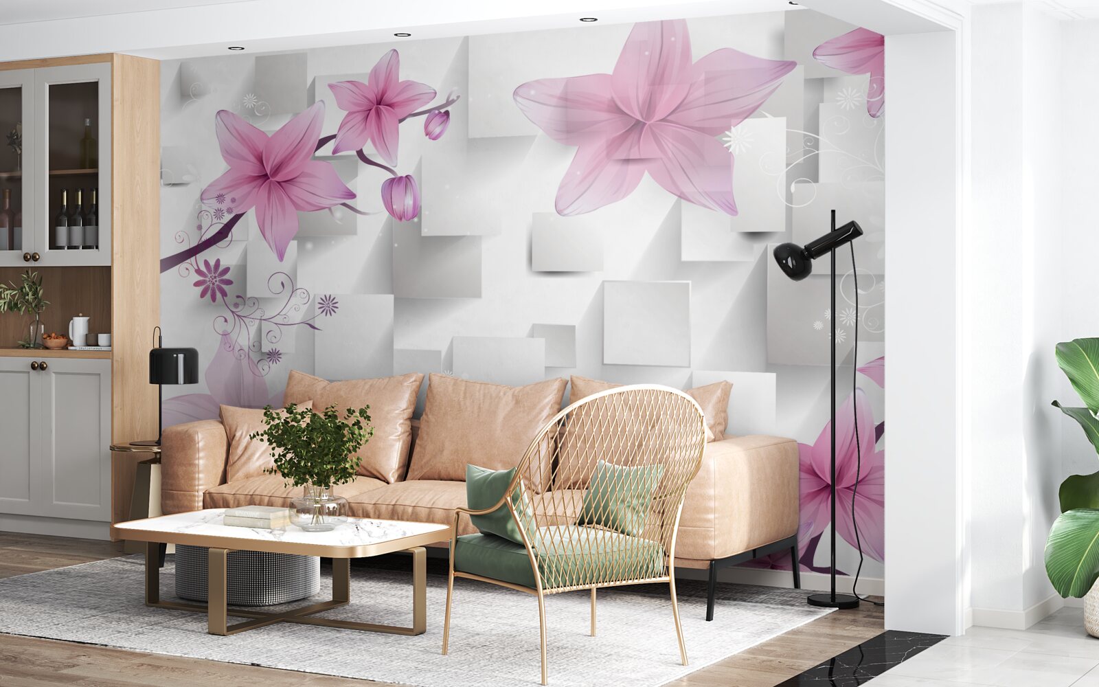 Fototapeta abstrakcja z fioletowymi pąkami