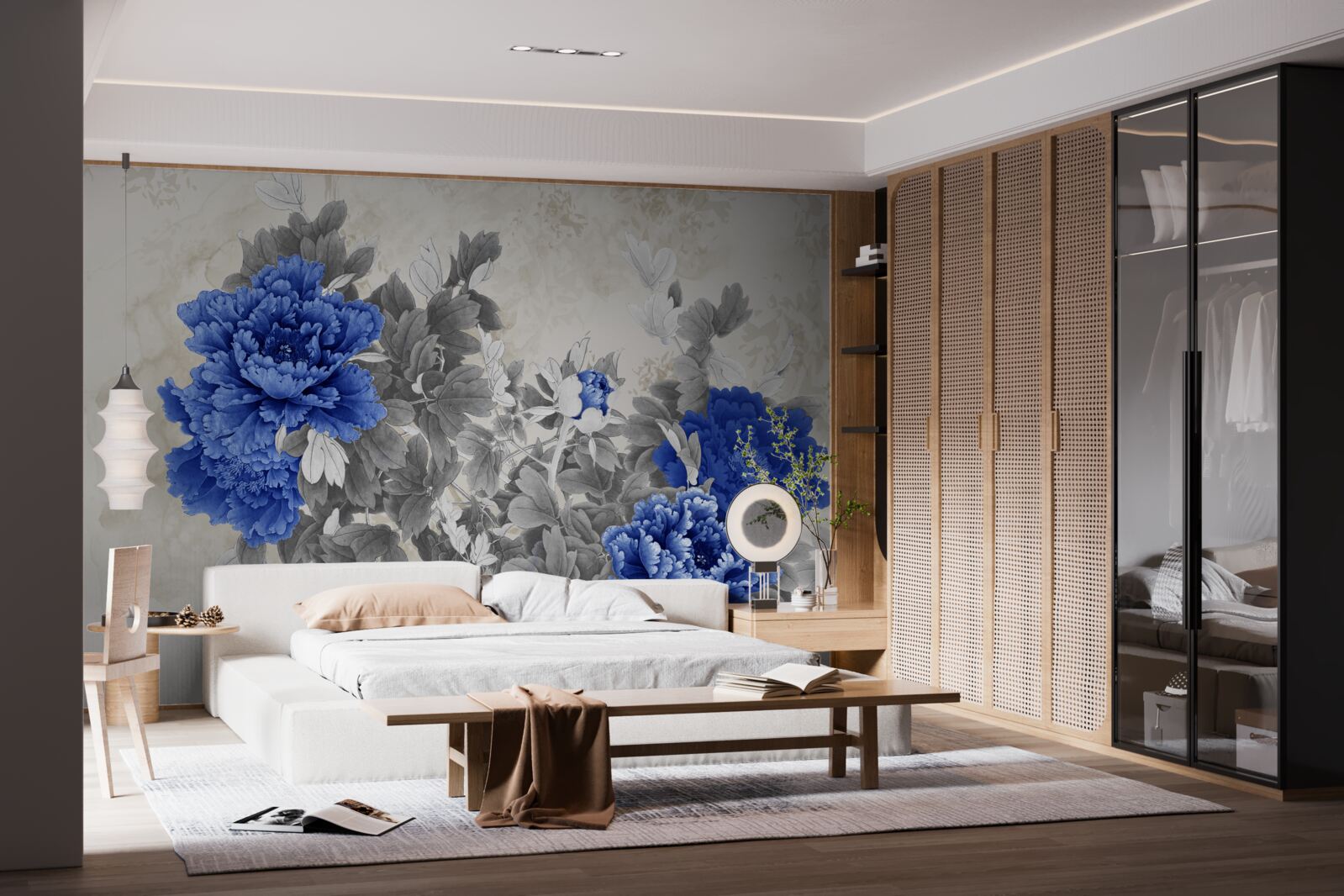 Fototapeta ikiebana kwiatowa na szarym tle