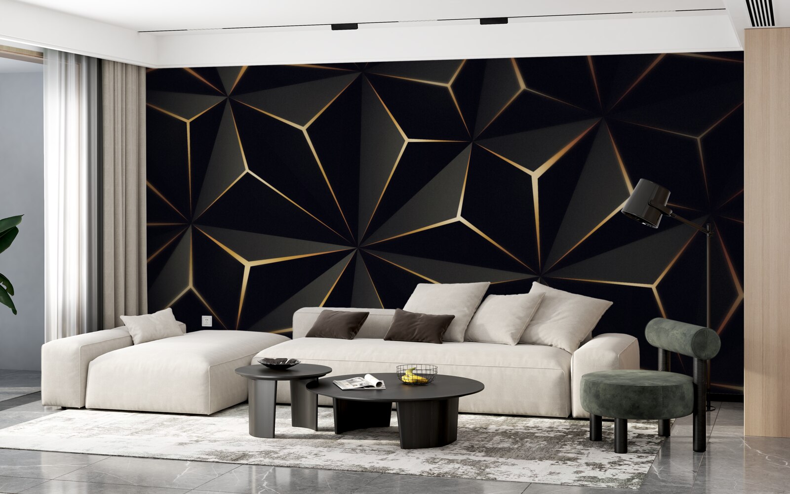 Fototapeta piramidy 3d w kolorze czarnym ze złotymi elementami