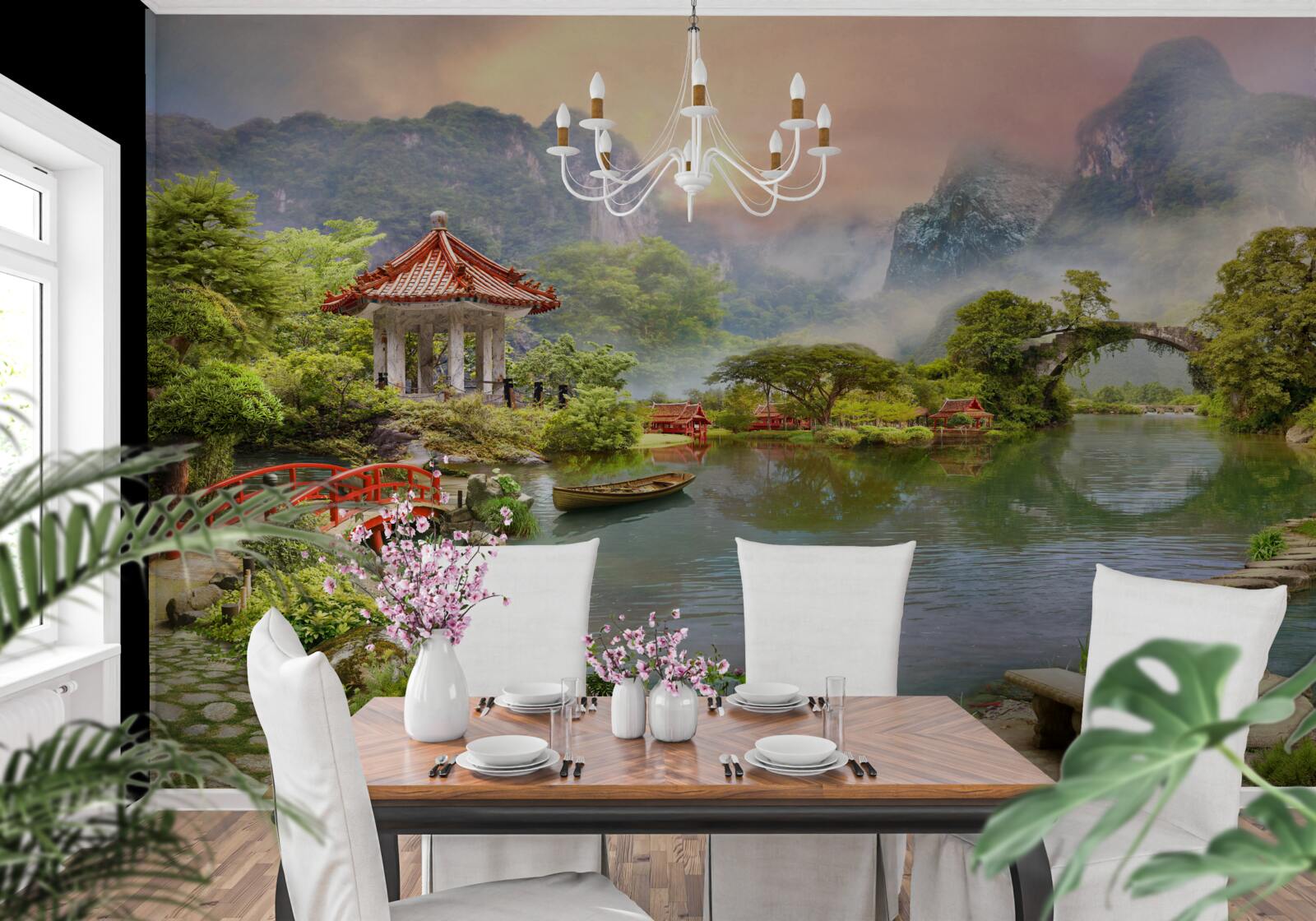 Fototapeta mglisty krajobraz ogrodu japońskiego