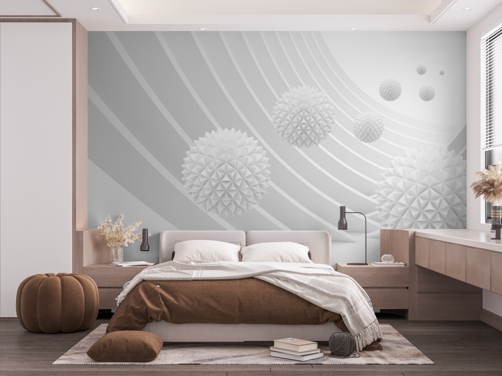 Fototapeta ostre białe kule w cofającym się tunelu