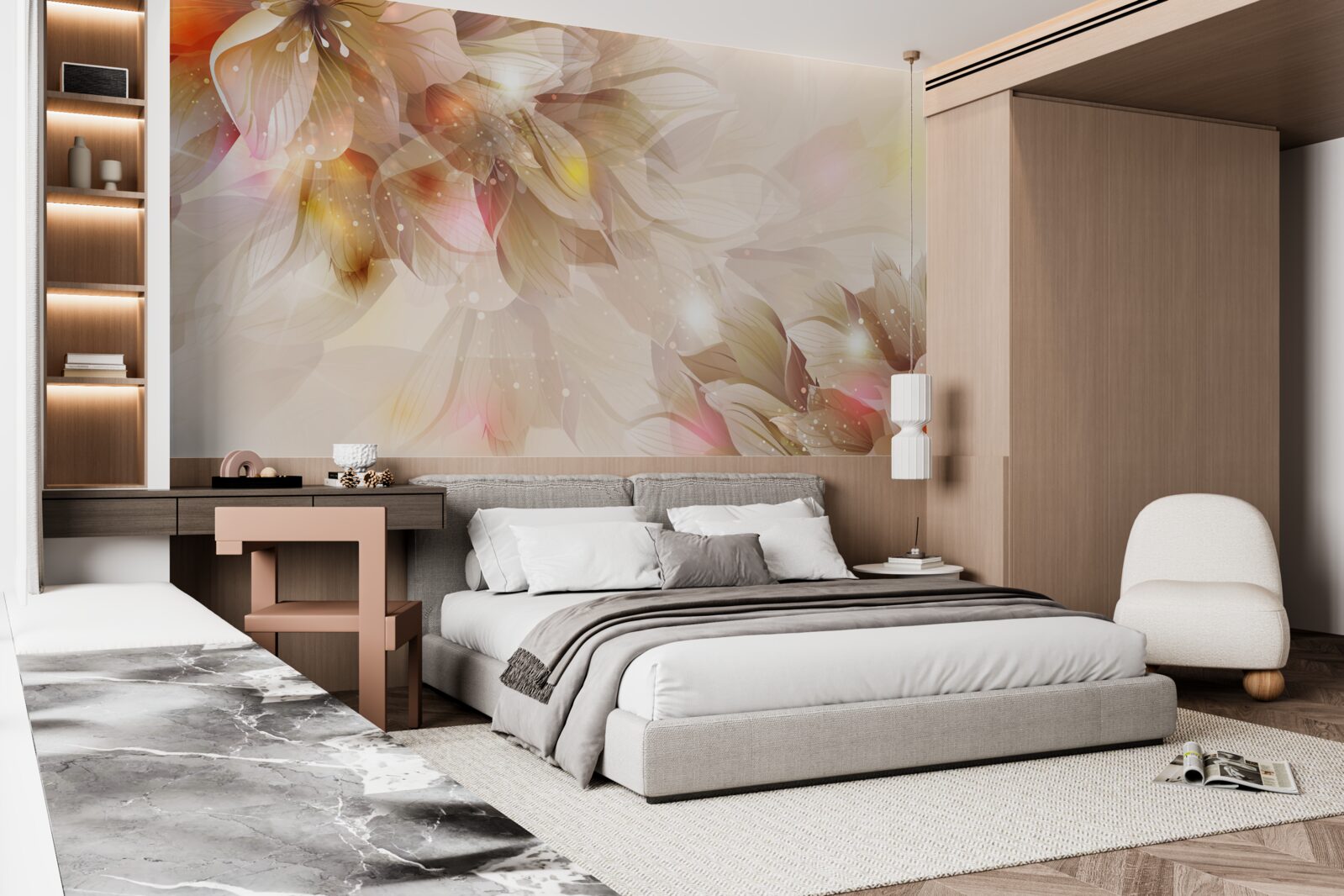 Fototapeta jasne kwiaty z miękkim światłem