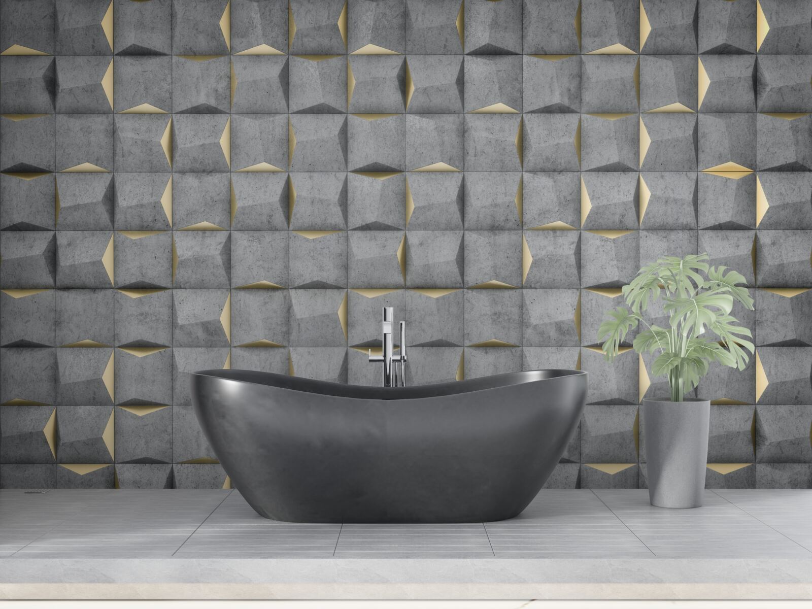 Fototapeta prostokąty w 3d ze złotymi elementami