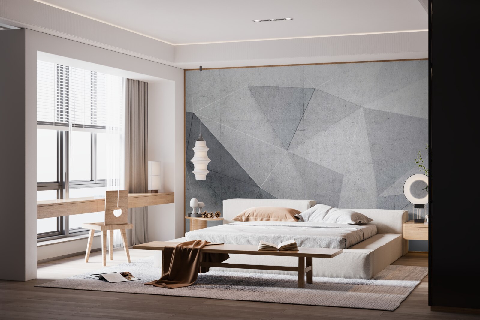 Fototapeta szare trójkąty w abstrakcyjnym stylu