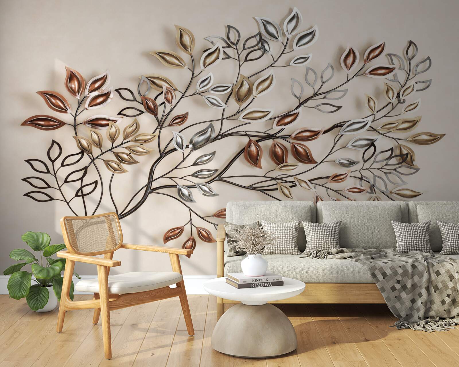 Fototapeta metalowe liście na gałęzi