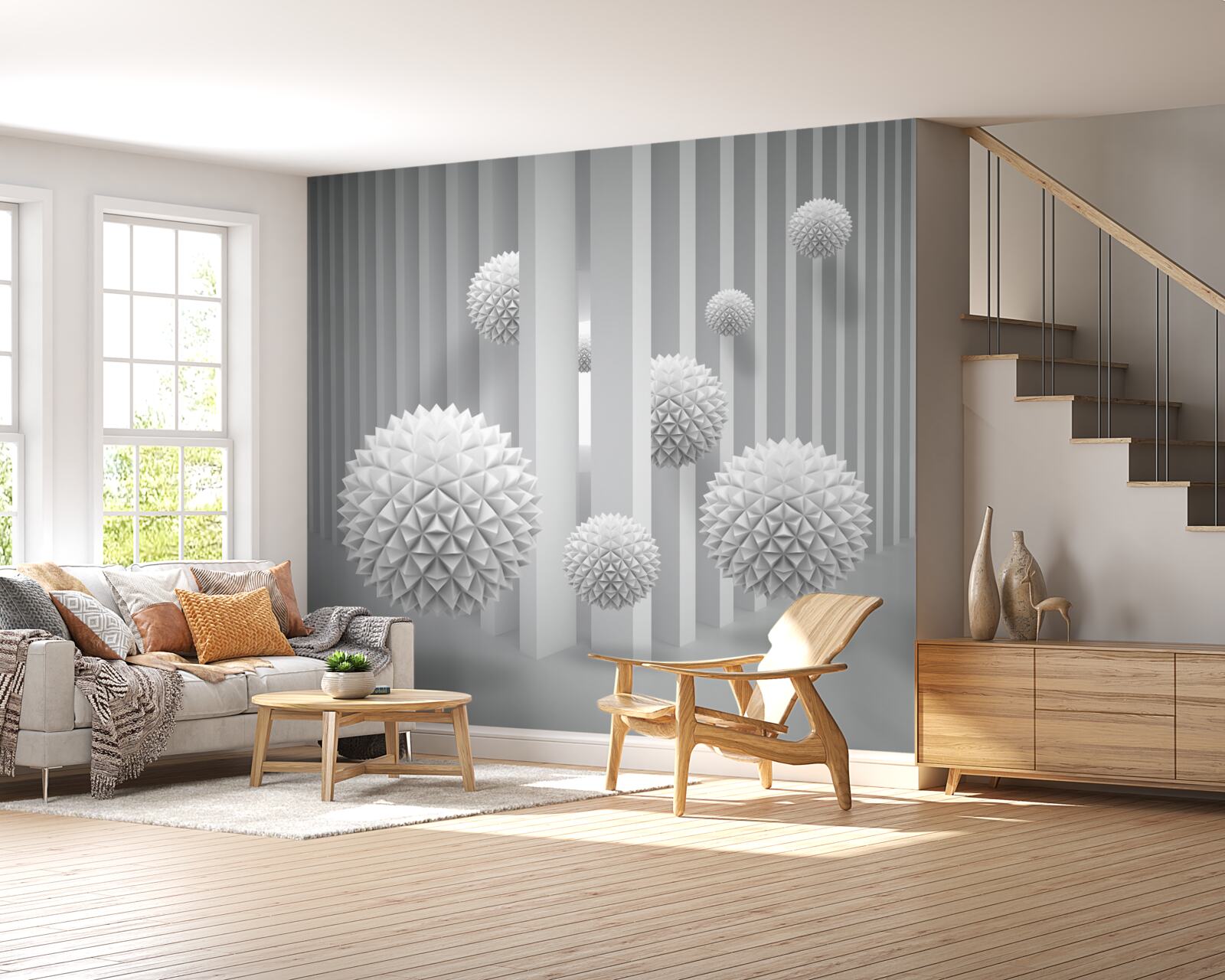 Fototapeta kulki latające nad geometrycznymi kształtami