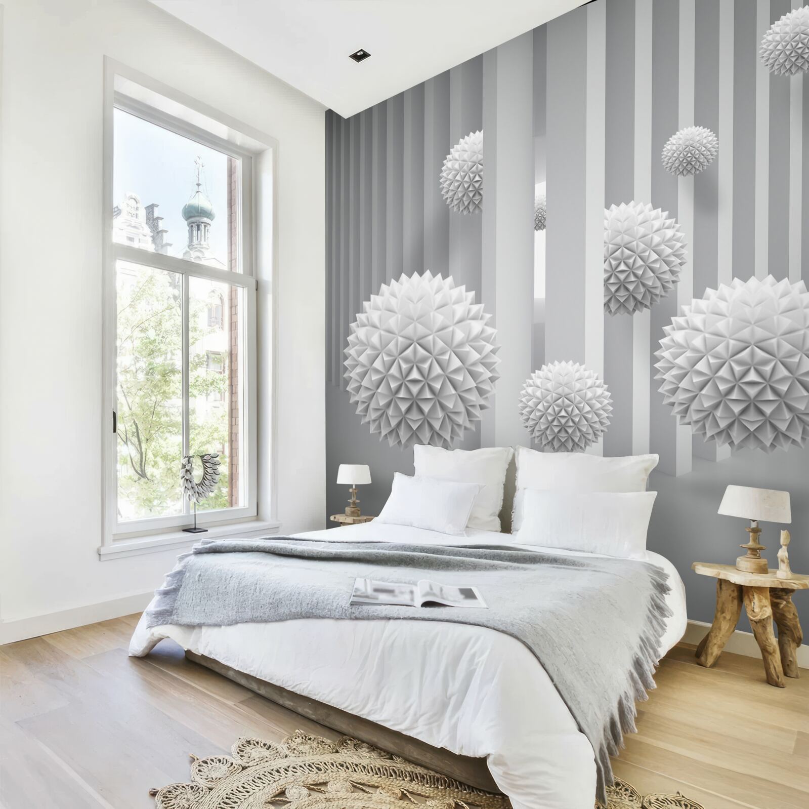 Fototapeta kulki latające nad geometrycznymi kształtami