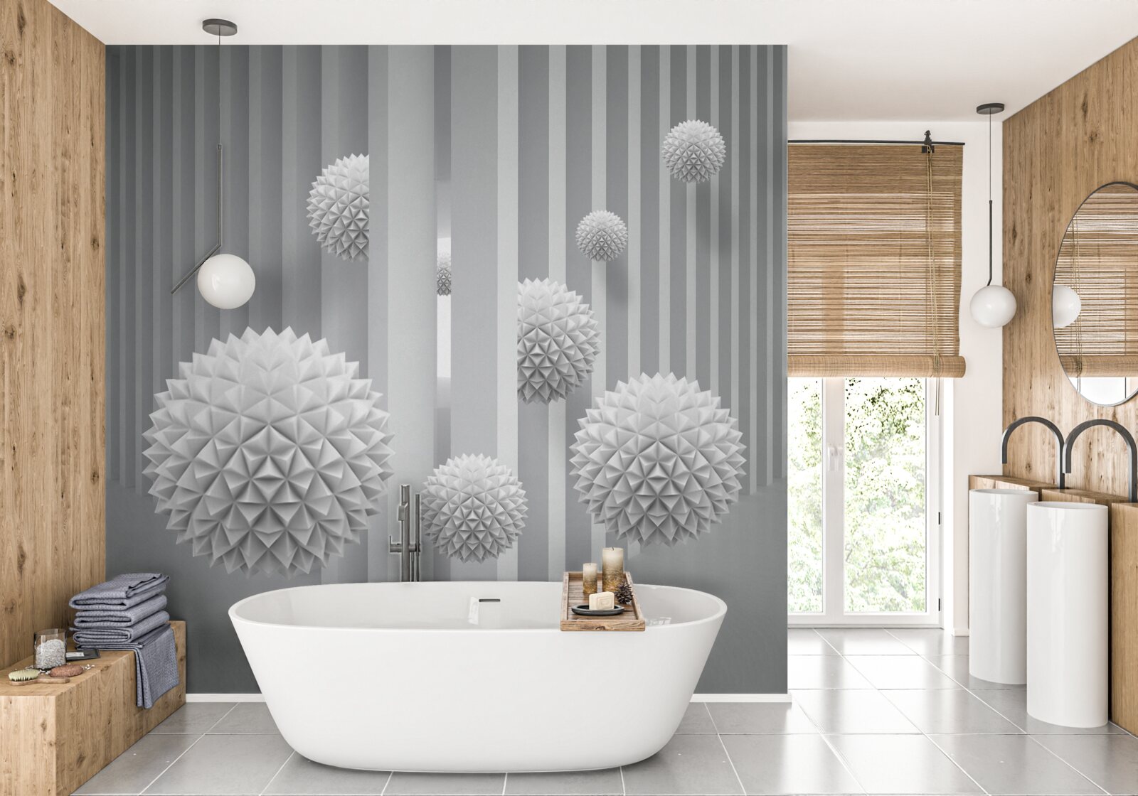 Fototapeta kulki latające nad geometrycznymi kształtami