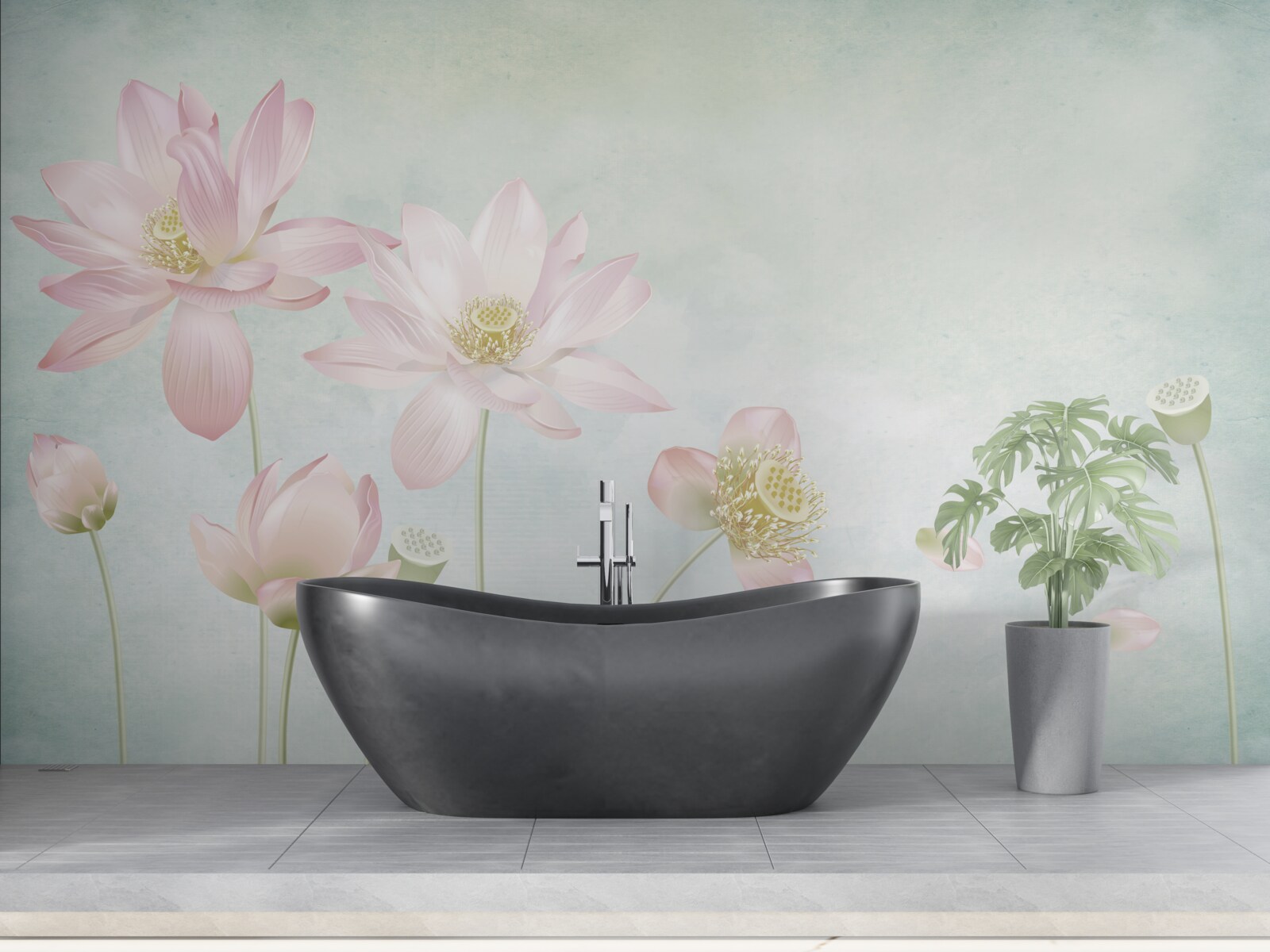 Fototapeta pełen wdzięku maki na niebieskim tle