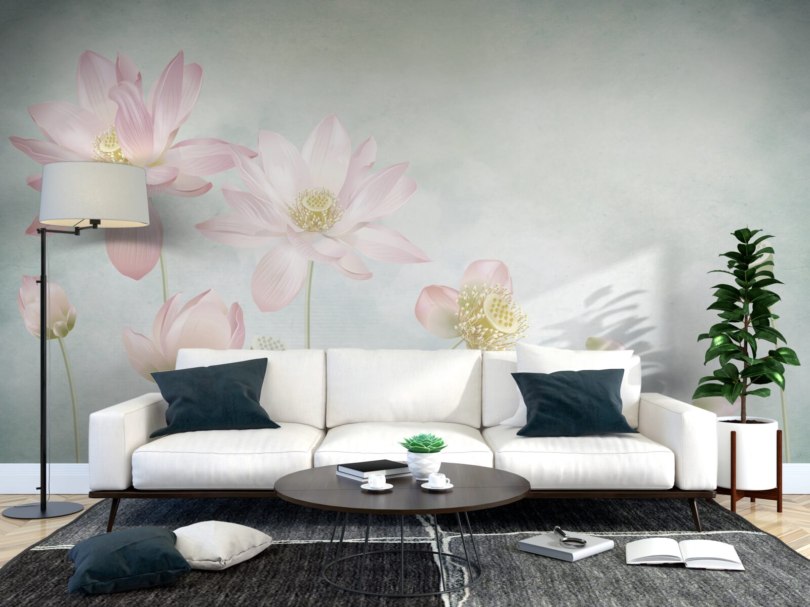 Fototapeta pełen wdzięku maki na niebieskim tle