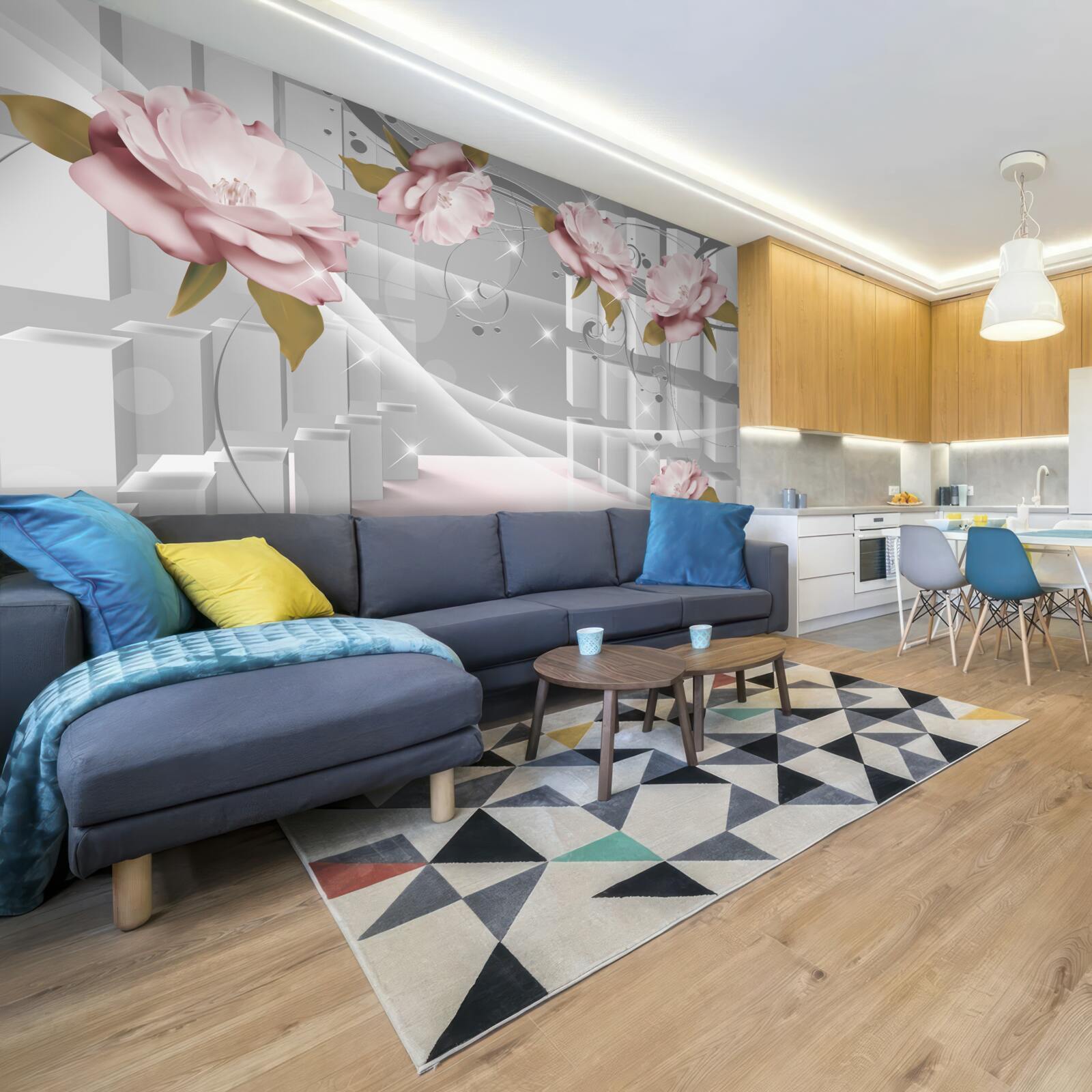 Fototapeta pąki kwiatowe w geometrycznych kształtach