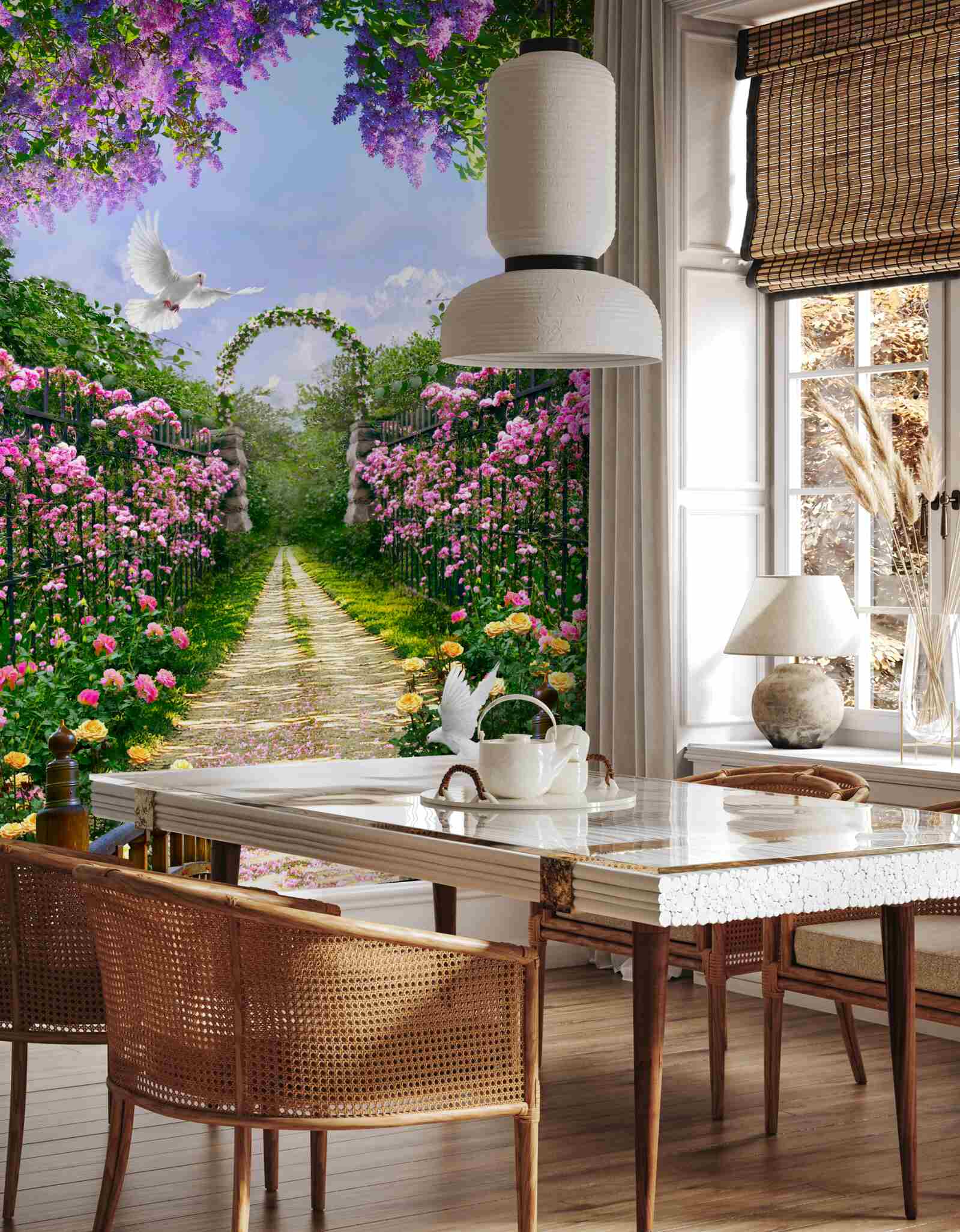 Fototapeta Ścieżka prowadząca do kwitnącego ogrodu