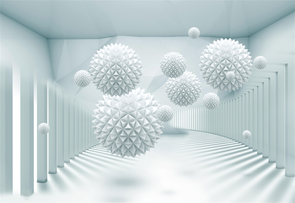 Fototapeta trójwymiarowe kulki z pływającymi ostrymi krawędziami