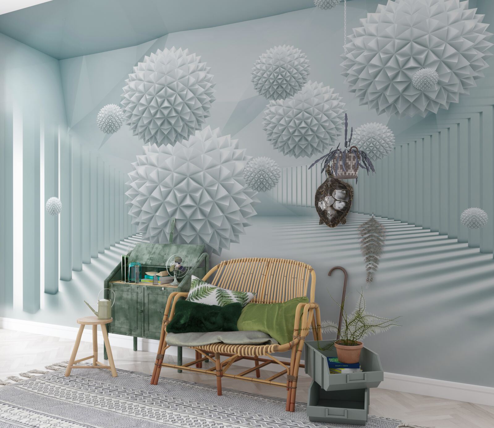 Fototapeta trójwymiarowe kulki z pływającymi ostrymi krawędziami